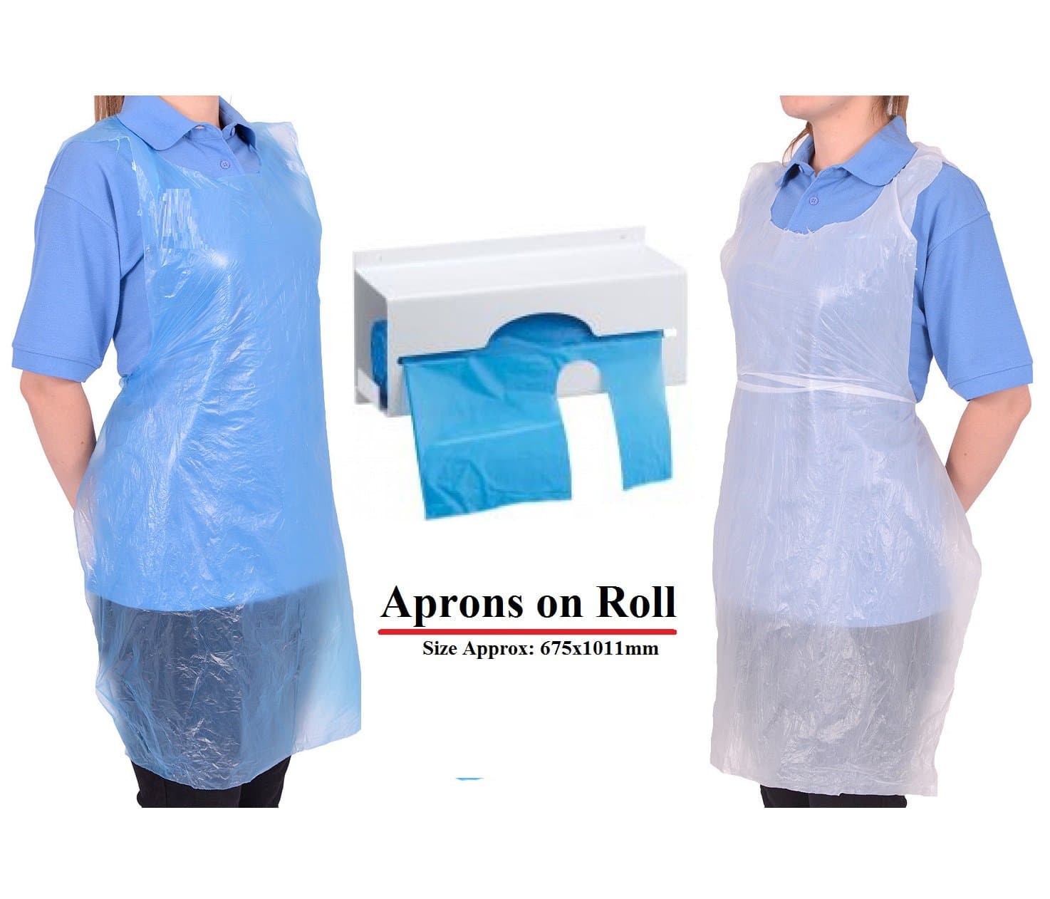 Disposable Aprons on Roll White Aprons Blue Apron High Density Polythene (200 Aprons, White)