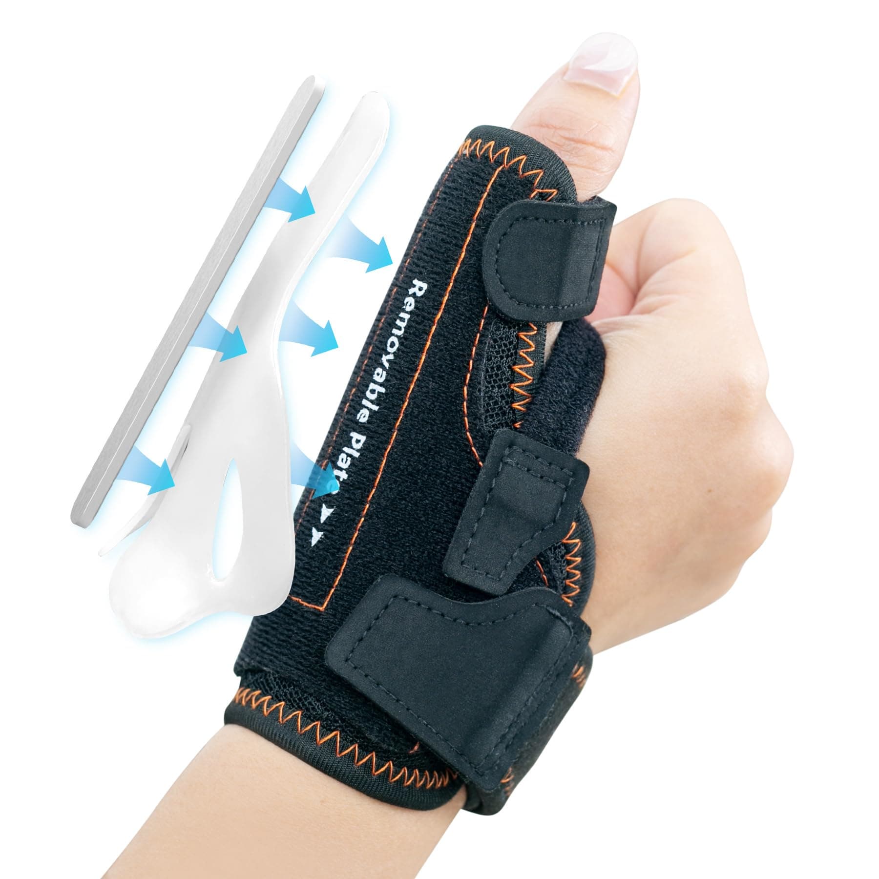 CURECARE 2 in 1 Thumb Support, Removable Thumb Splint Right Left Hand, Thumb Brace with 3 Level Stability, Reversible Thumb Support for Arthritis, De Quervain’s, Thumb Spica Splint (S/M, Black)