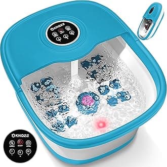 Foot Bath Spa with Heat and Massage and Jets, 16 Massage Rollers & Bubble, Electric Foot Bath Massager with Pumice Stone, Collapsible Pedicure Foot Soaker Tub Home Basin for Tired Feet, Remote Control