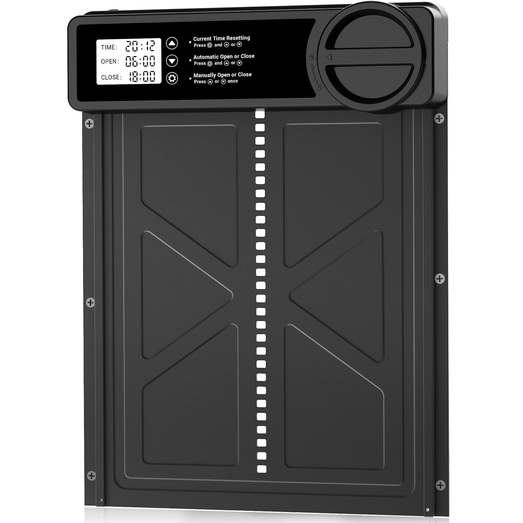 INNOLAND Automatic Chicken Flap - Large with Time/Hand Mode Pinch Protection, Electric Chicken Flap Automatic, Aluminium Alloy Chicken Door, Waterproof Large Display, Battery Warning