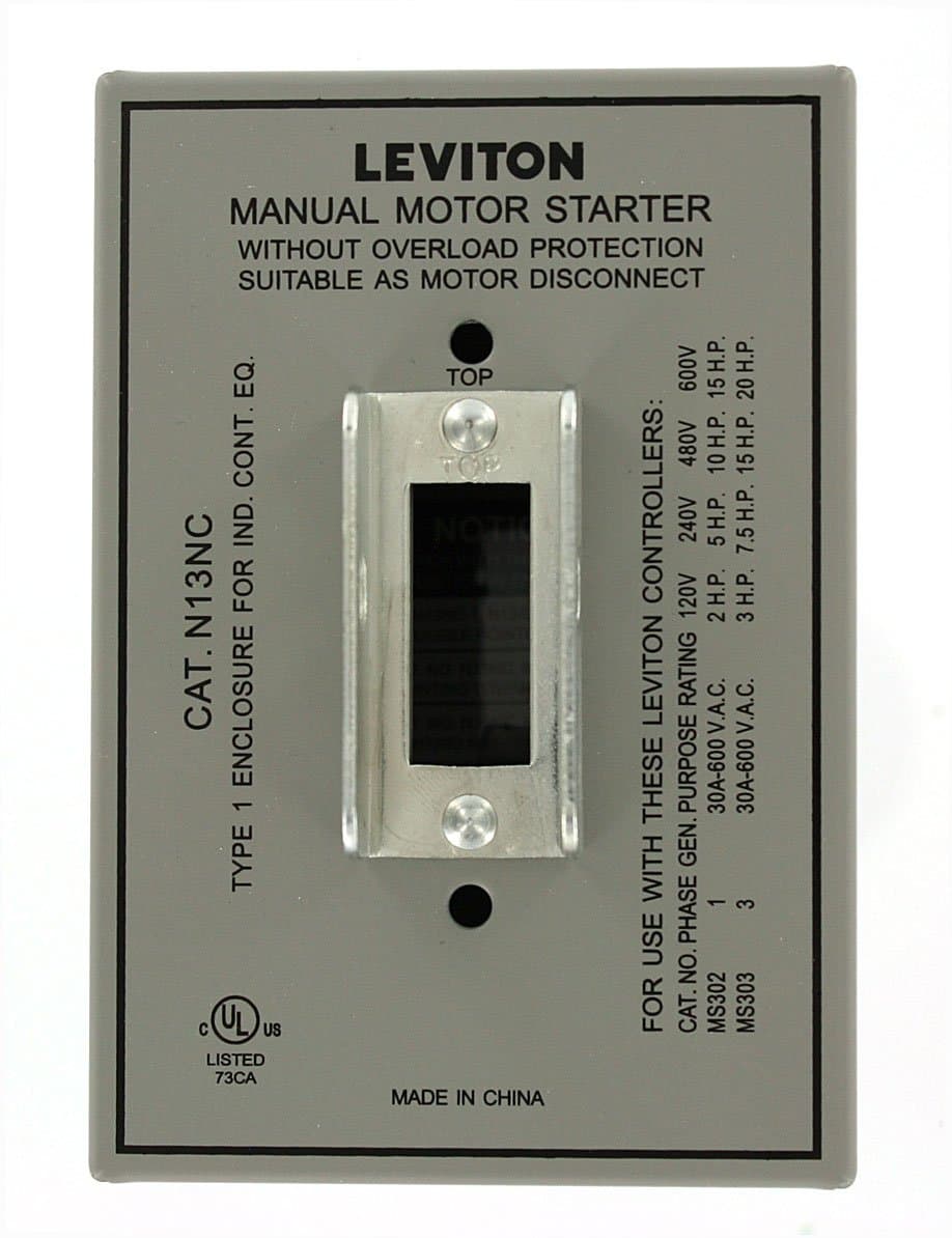 Leviton GY Type 1 Enclosure (for 30 Amp Motor Controller), N13NC-DS, Gray
