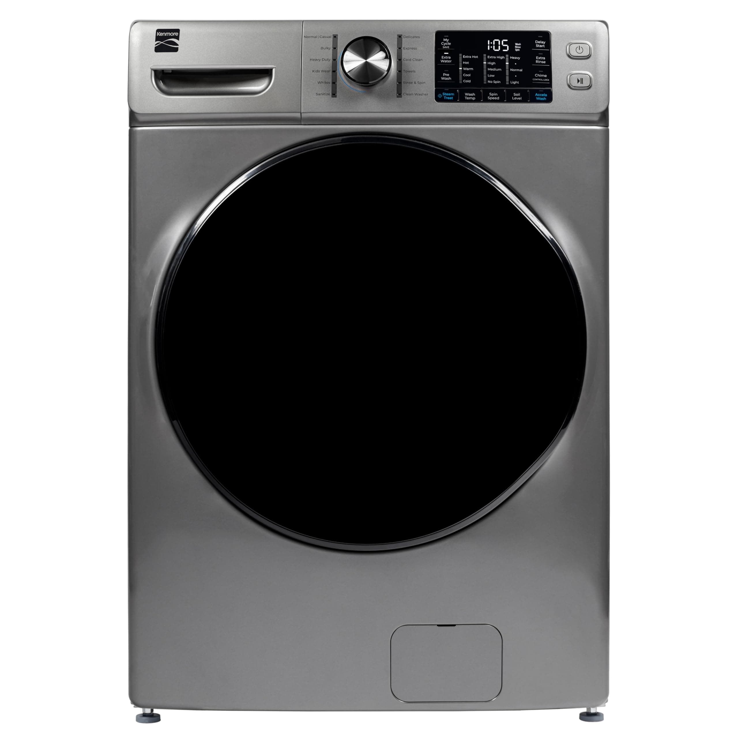 Kenmore 4.5 cu. ft. Front Load Washer with Stain Removing Steam Treatment - Reduce Laundry Time with Accela Wash - LED - ENERGY STAR Certified - Metallic Silver