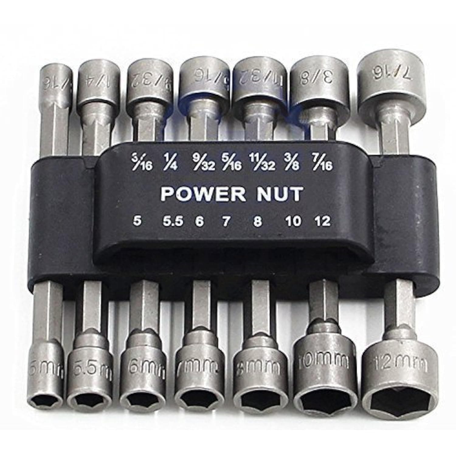 Power Nuts Driver Drill Bit Tools Set Metric Socket Wrench Screw 1/4'' Driver Hex Keys 14PCS