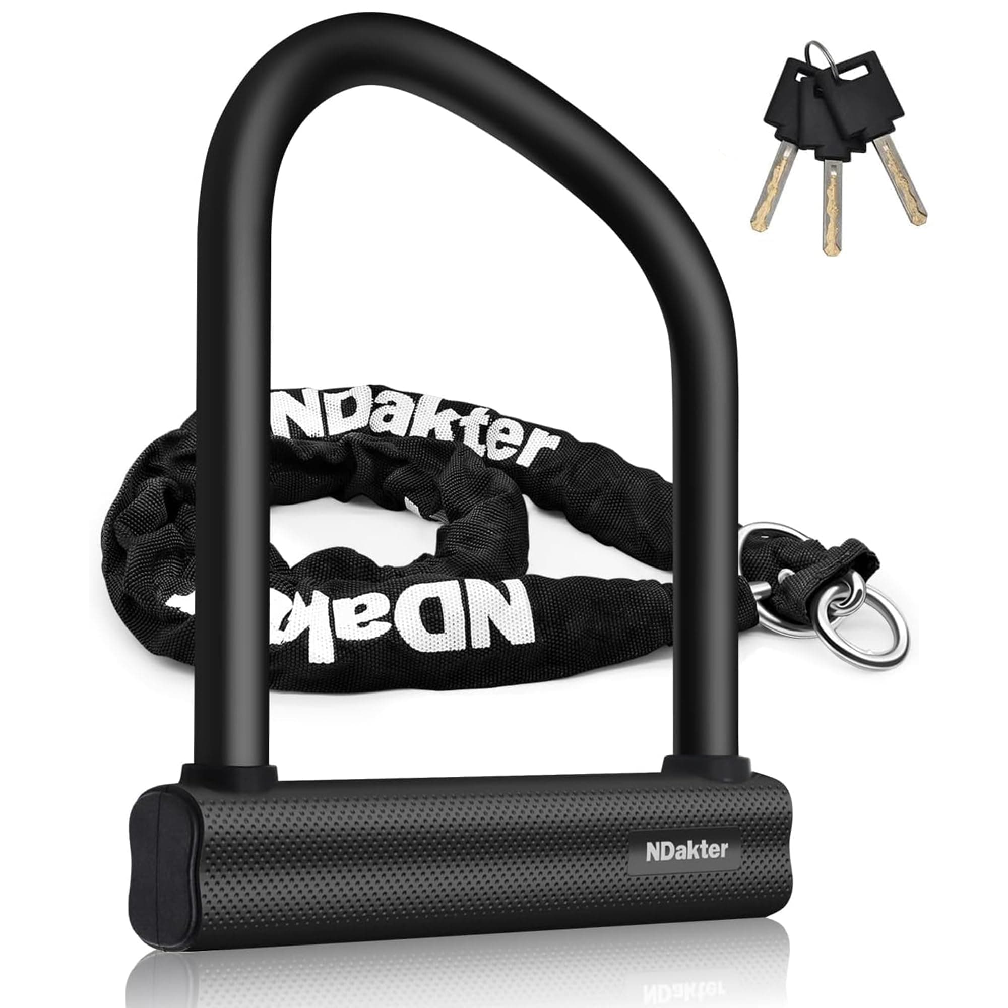 Bike Locks Heavy Duty Anti Theft 18mm Thick, Motorcycle U Lock with 4FT x 6mm Security Chain, 3Keys Large U-Shape Electric Bicycle Wheel Lock for Ebike, Escooter, Fat-Tire Dirt-Bike, Tricycle