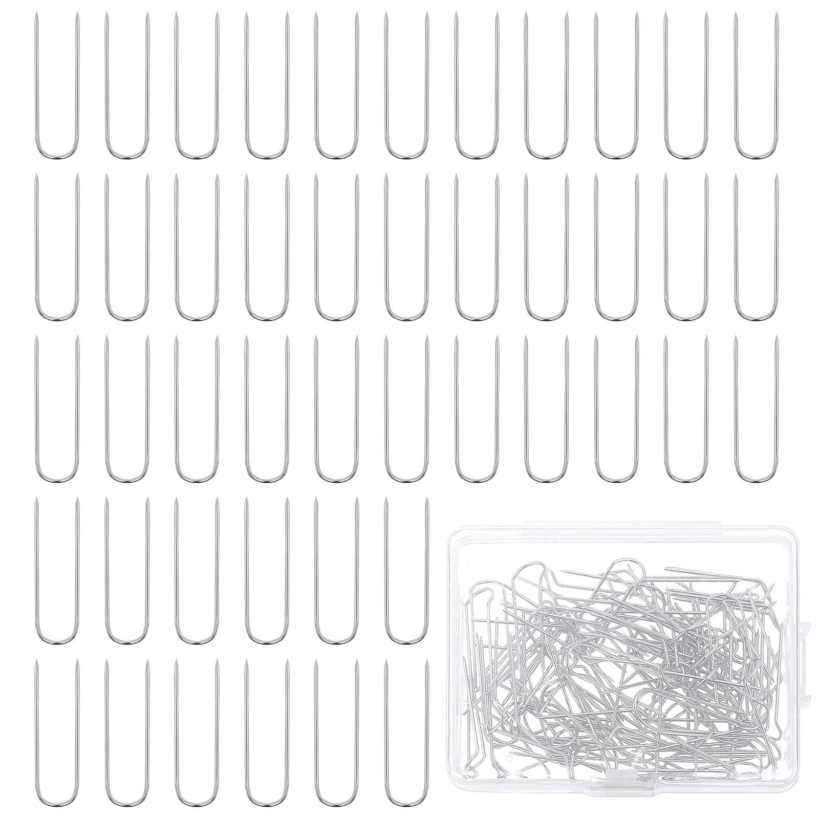 Teaaha 100 PCS Sewing U Pins, 0.9 Inch Fork Pins Double Blocking Pins for Knitting Stainless Steel Multipurpose Straight Quilting Needle Crafts Pins for DIY Sewing Jewelry Craft Making Home Decor
