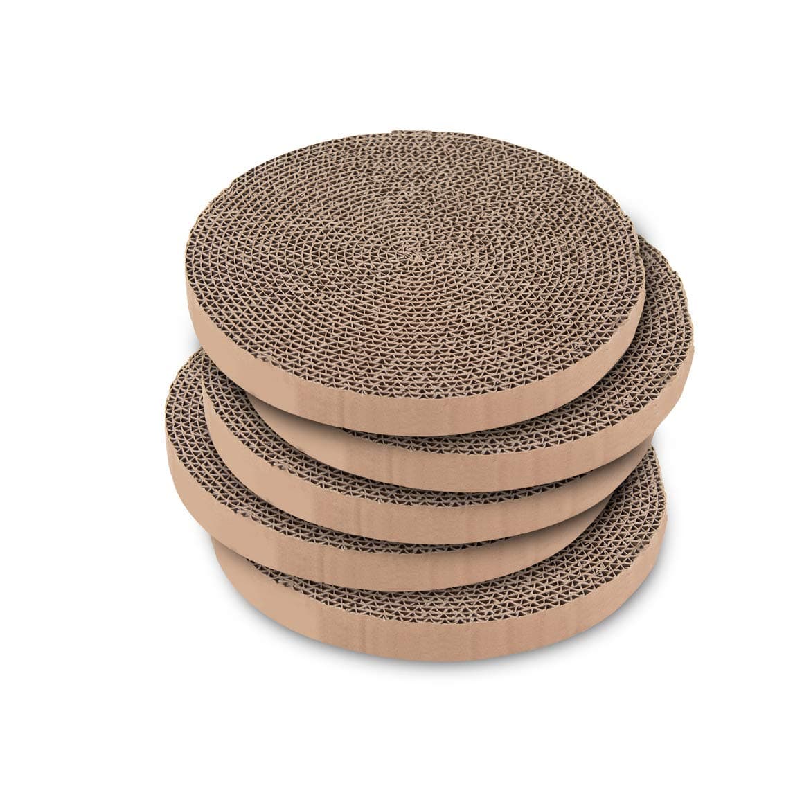 Best Pet Supplies Scratch and Spin Cat Scratcher Replacement Pads for Active Play, Natural Recycled Corrugated Cardboard, Supports Behaviors, Relieves Stress - 5 Count