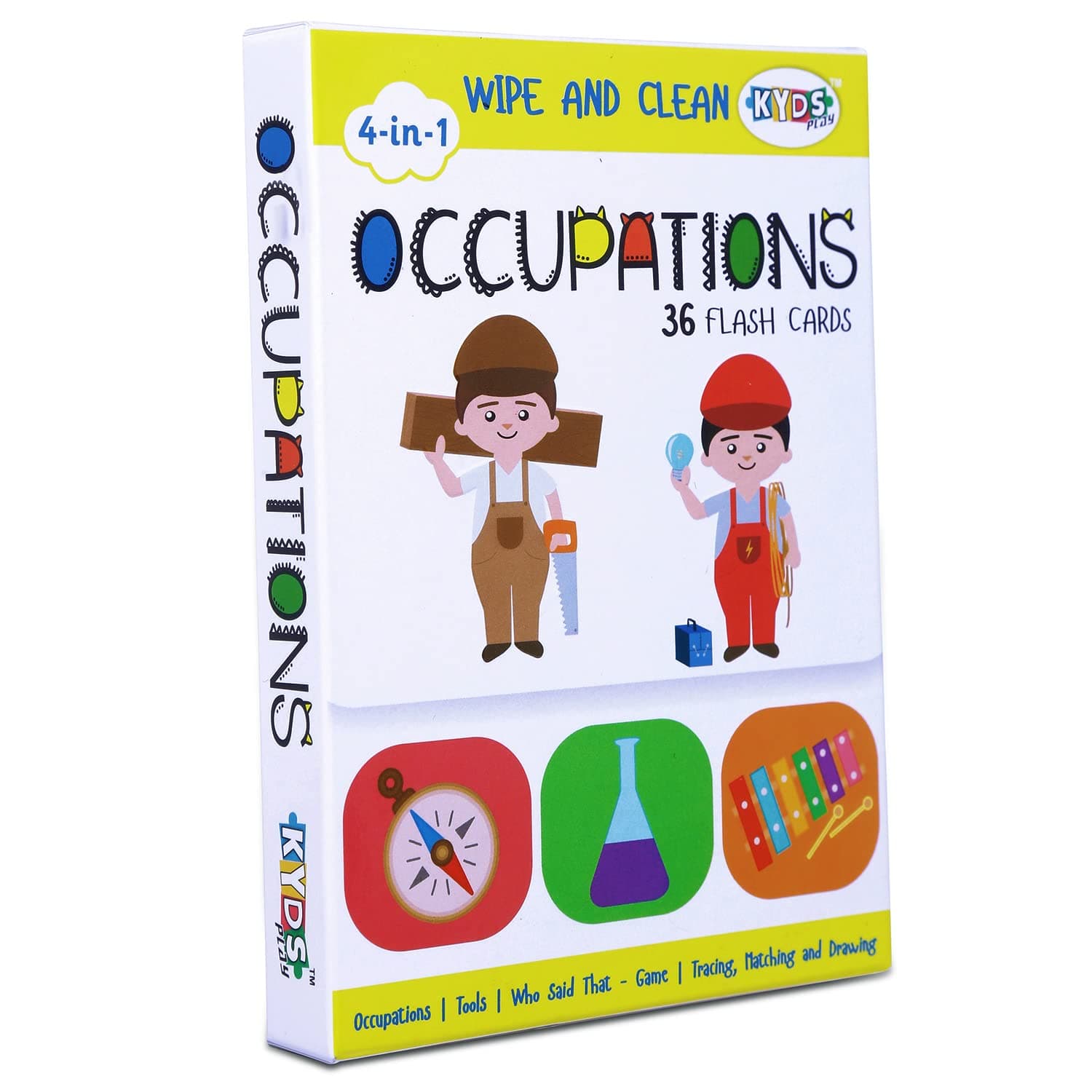 Thick Wipe and Clean Activity Based Occupations Flash Cards - Age 2-4 Yrs, 36 Double Sided Interactive Cards, Montessori Toys, Educational Preschool Learning for Toddlers & Kids