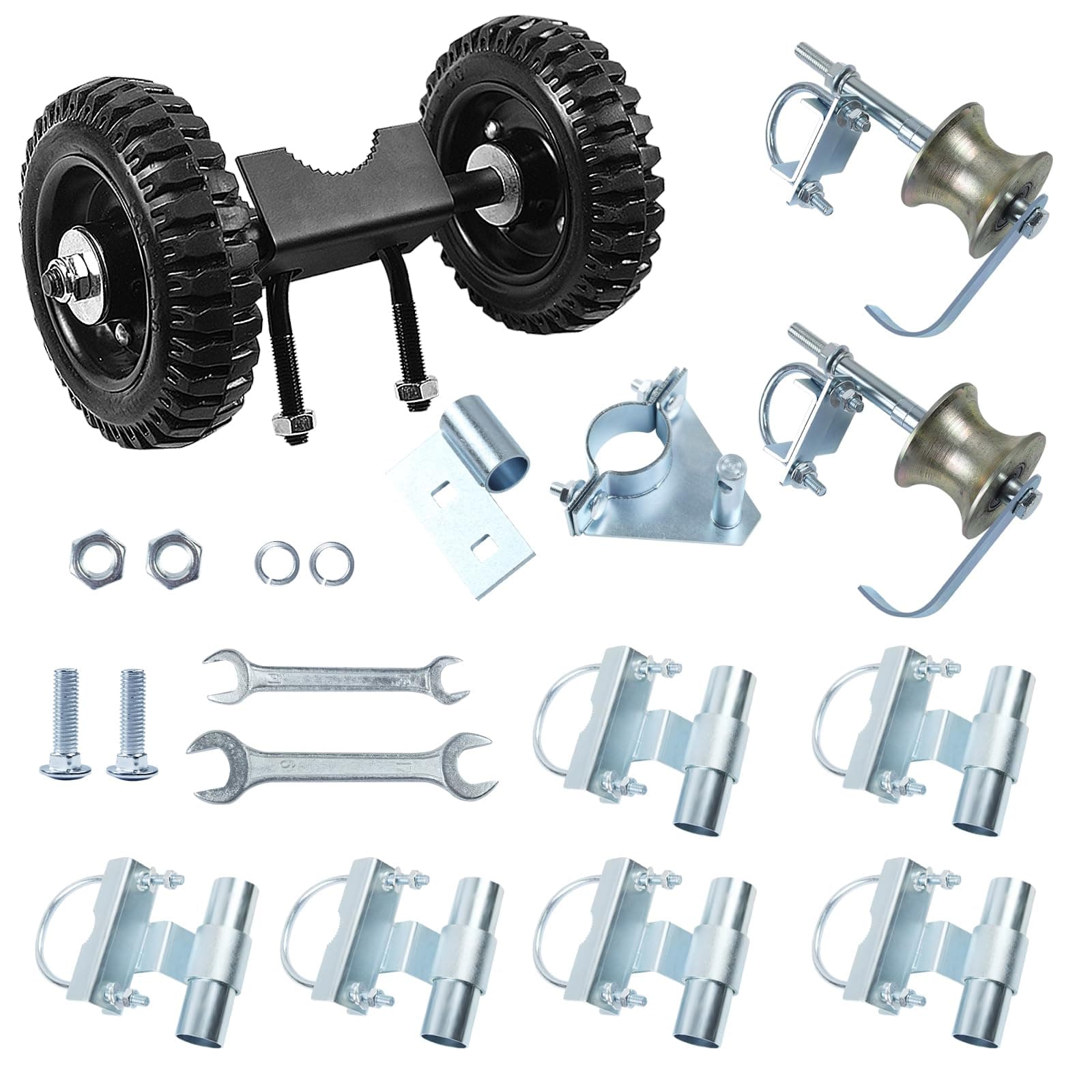 Rolling Gate Hardware Kit for Chain Link Gate Sliding Gate Hardware : 6" Heavy Duty Wheels & 2 Track Wheels & 6 Track Brackets & 1 Rolo Latch with Screw Hardware
