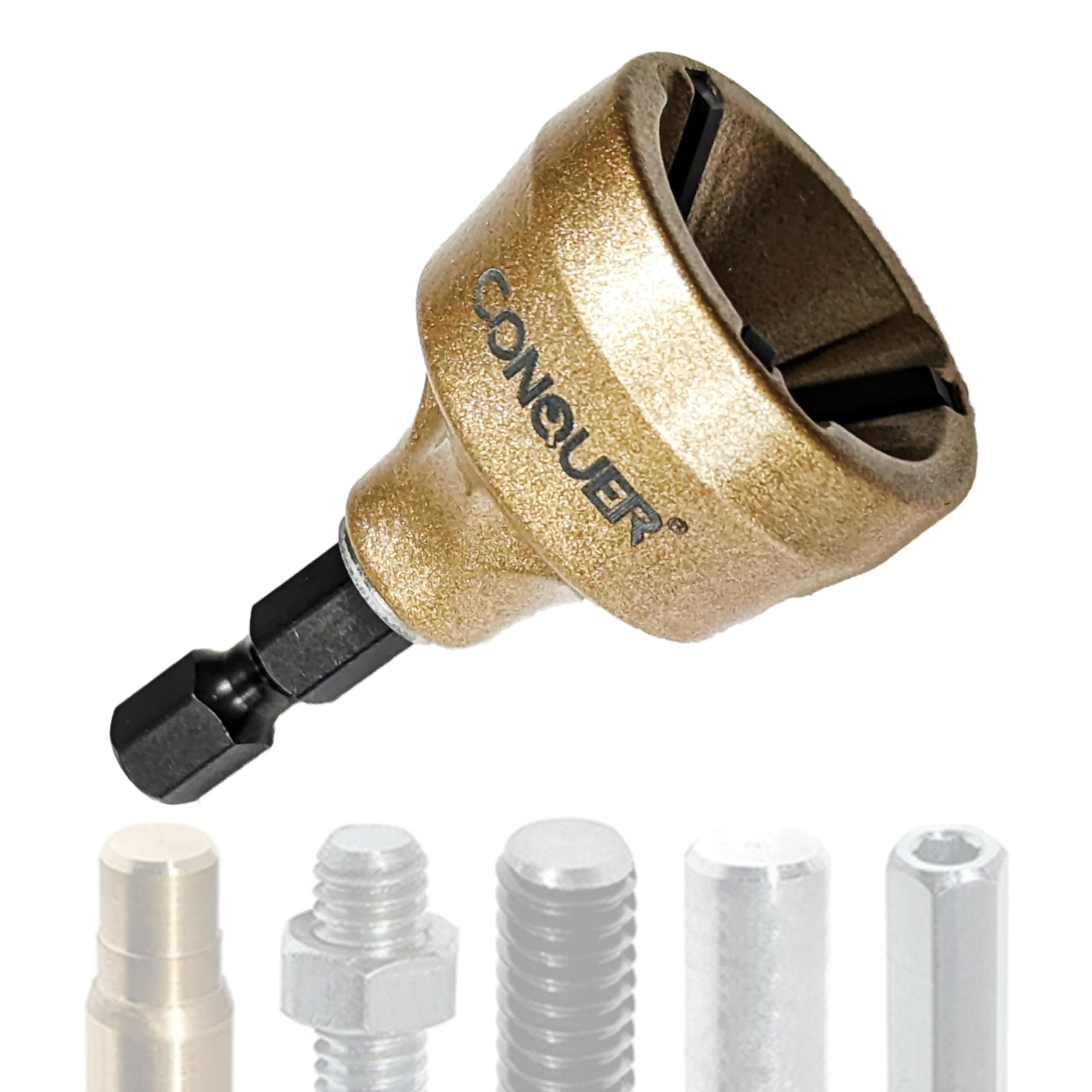 CONQUER Tools Deburring External Chamfer Tool, Premium Tungsten Blade, Deburring Drill Bit, Remove Burr Tools Quick Release Shank Fits for 1/8"-3/4"(3mm-19mm) Stainless Steel Burr Removal, Countersink