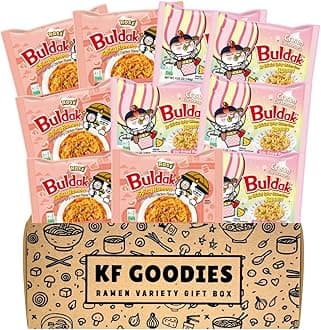 Korean Ramen Variety Pack Gift Box (10 Count) – Spicy Buldak Noodle Assortment for Birthdays, College Care Packages, Office Snacks, and Gift Baskets