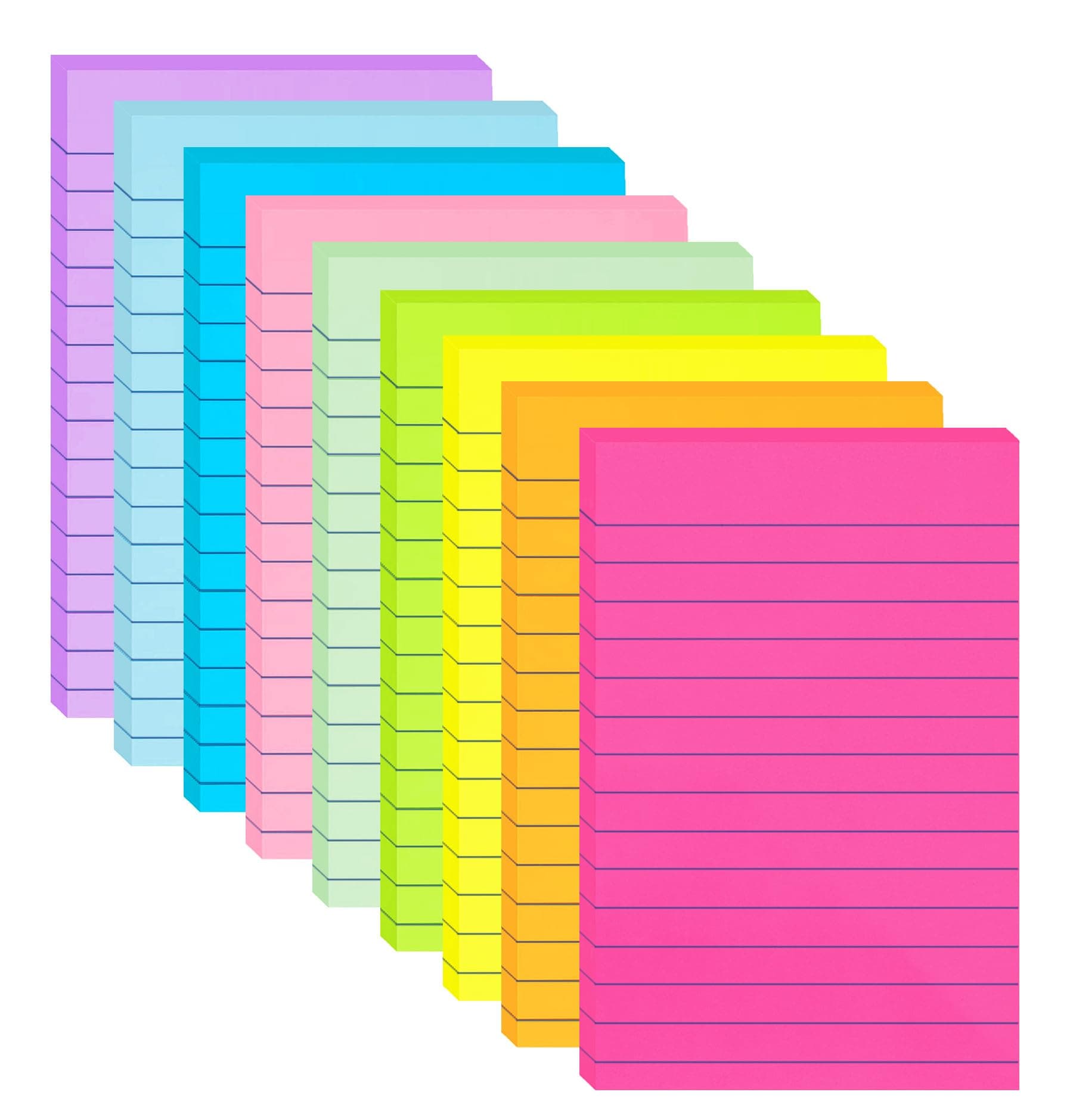 Ruled Sticky Notes 4x6 9 Bright Colors Sticky Notes with Lines Large Ruled Sticky Notes 4x6 for Office School Meeting 35 Sheets/Pad 9 Pack