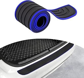 Ziciner Car Rear Bumper Protector Guard, Auto Anti-Scratch Collosion Rubber Trunk Door Entry Guards, Non-Slip Vehicle Bumper Protection Strip, Fit for Most SUVs, Vans (41"x3.5", Black & Blue Edge)