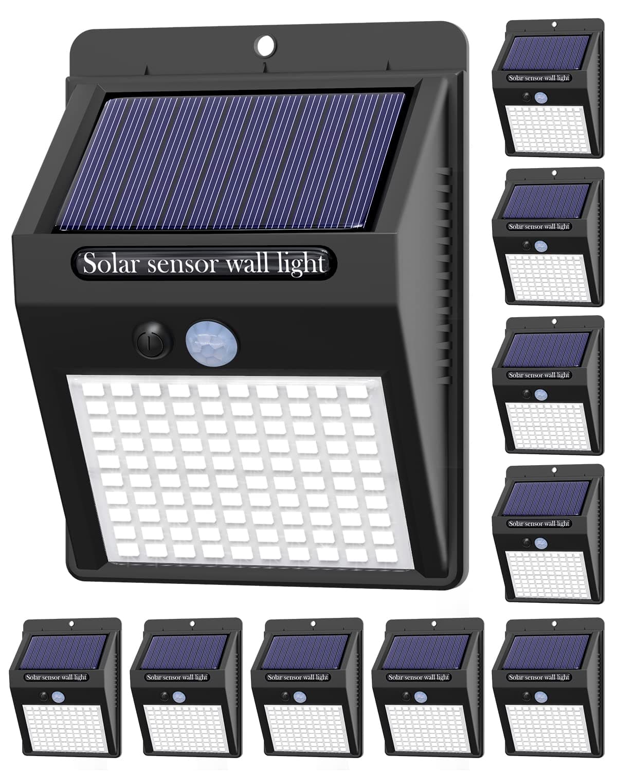 10 Pack Outdoor Solar Lights, 3 Modes/100LED Wireless Solar Security Lights with Motion Sensor - IP65 Waterproof, Suitable for Front Door, Backyard, Garage, Deck