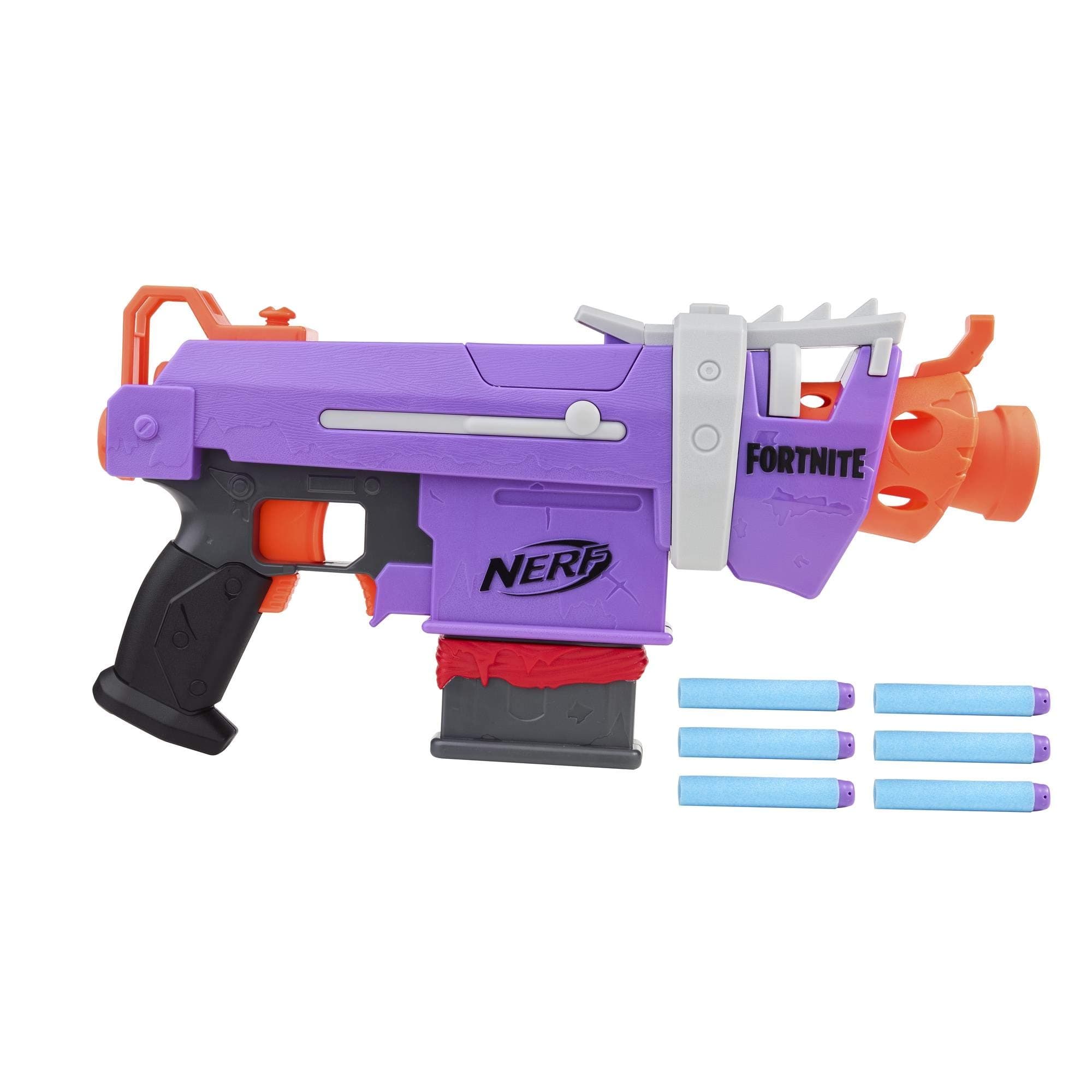 Nerf Fortnite SMG-E Blaster -- Motorized Dart Blasting -- 6-Dart Clip, 6 Official Nerf Elite Darts -- For Youth, Teens, Adults