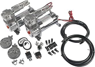 12V 444C 200 PSI Dual Value Pack Chrome Air Compressor for Auto/Motorcycle