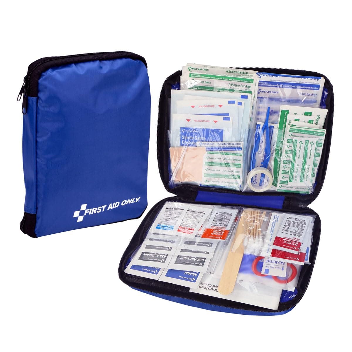 First Aid Only 298 Piece All-Purpose Emergency First Aid Kit for Home, Office, Car, Apartment, Dorm, and Camping, Travel-Friendly Compact Pouch Fits in Backpacks, Suitcases, Cabinets, and Drawers