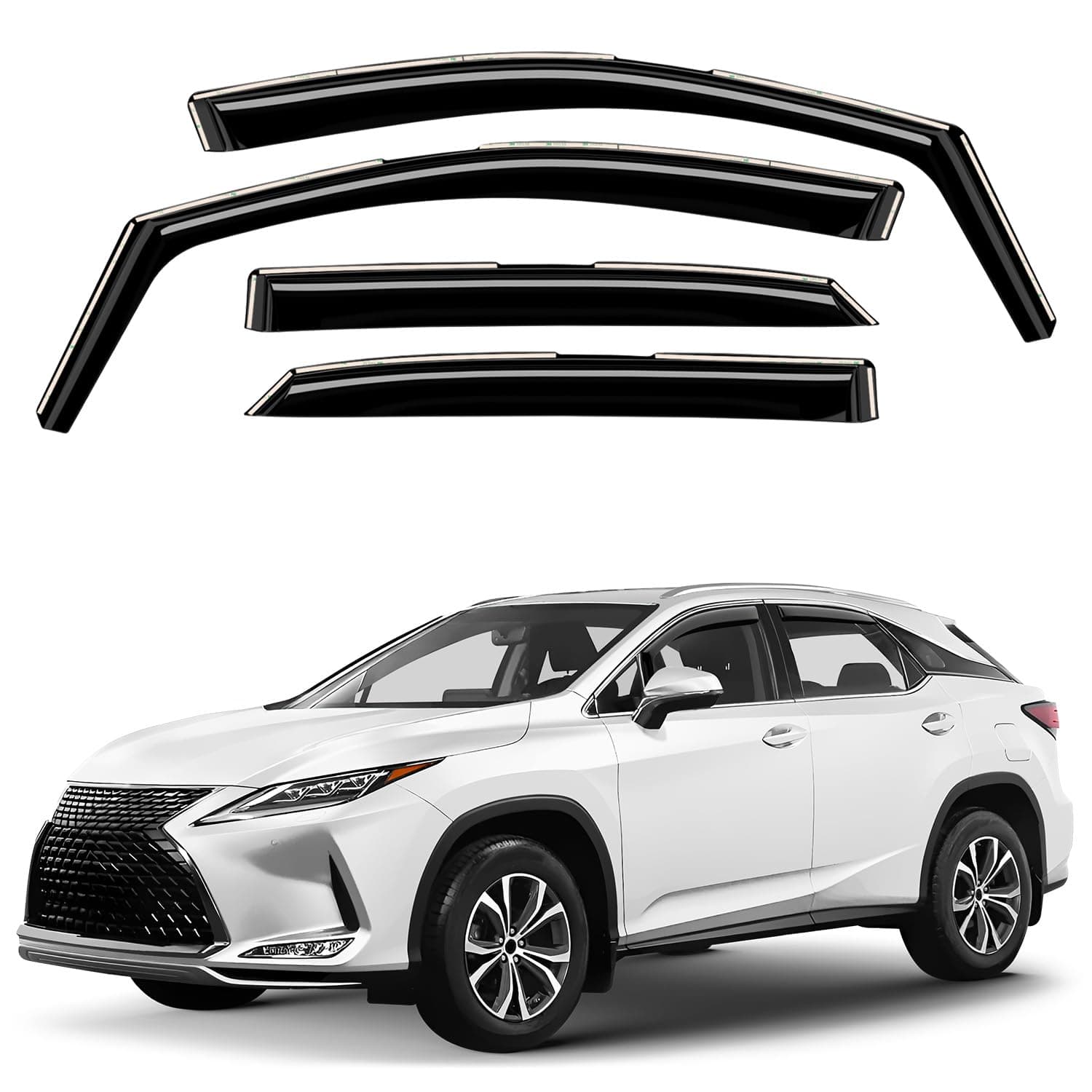 Window Deflectors Smoke Tinted In-Channel Side Window Vent Visor Deflectors Rain Guards Compatible with RX 2016-2022 - 4pcs. GW0726