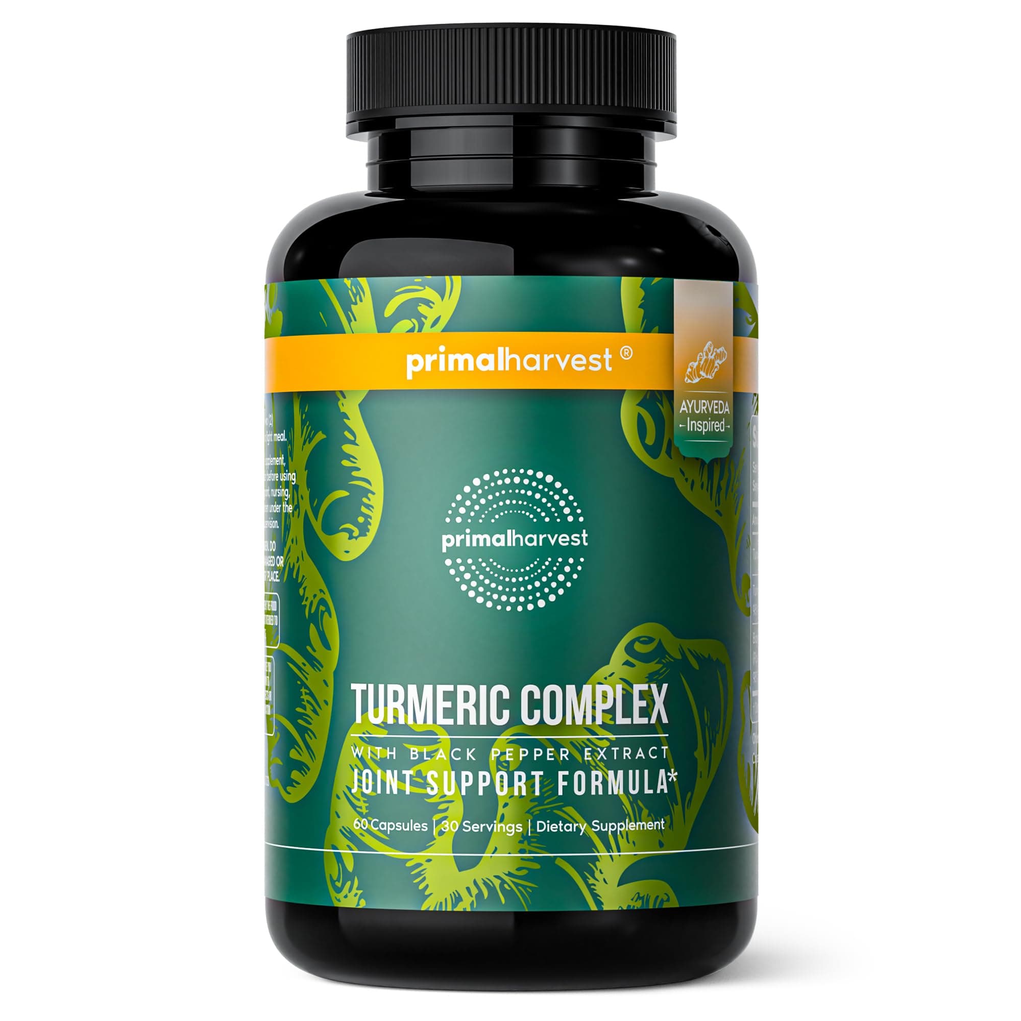 - 1 Pack, Primal Turmeric Complex w/Black Pepper Extract, Joint and Mobility Support Turmeric Supplement for Women & Men, 60 Capsules