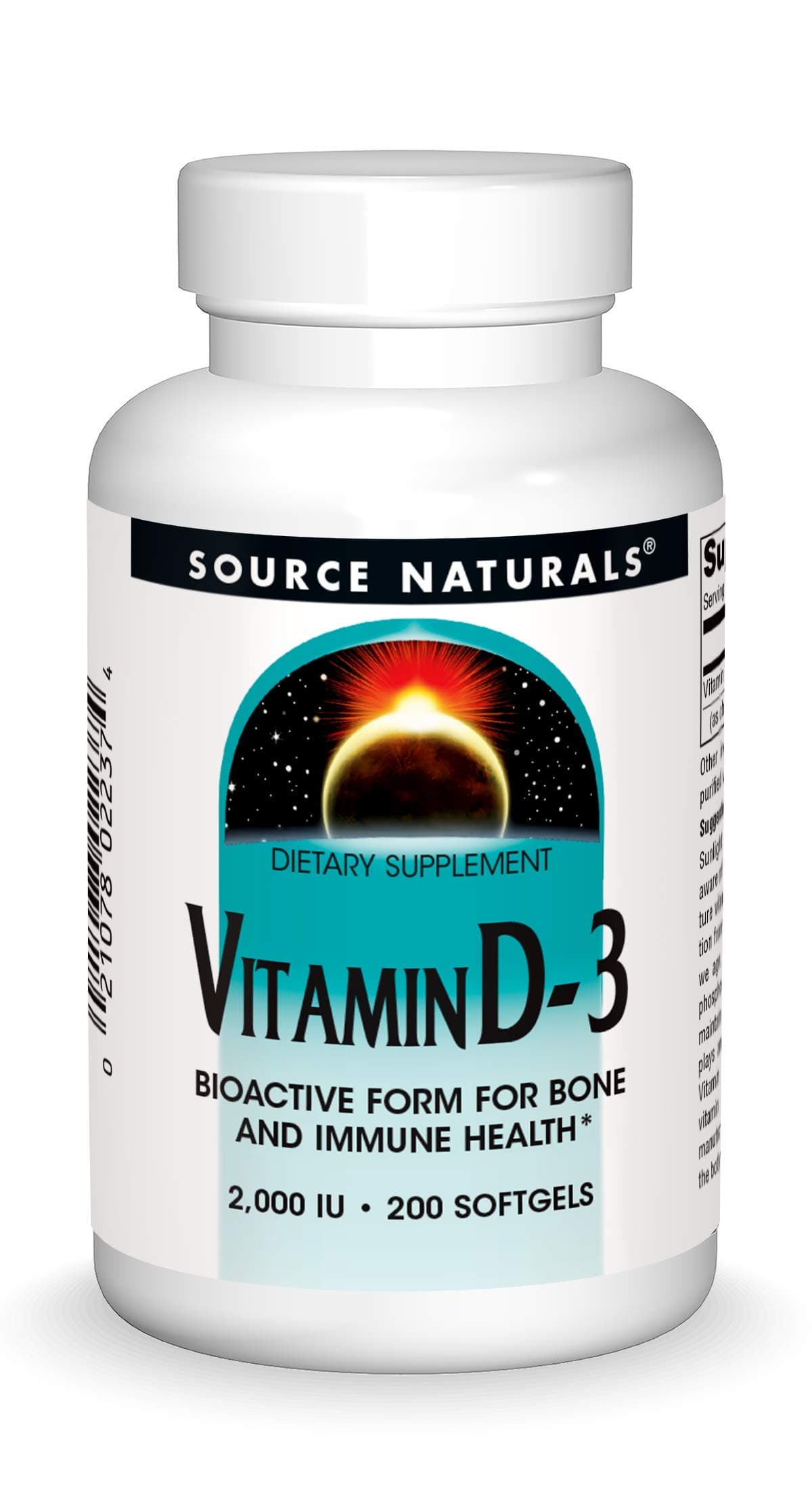 Vitamin D-3 2000 iu Supports Bone & Immune Health - 200 Softgels