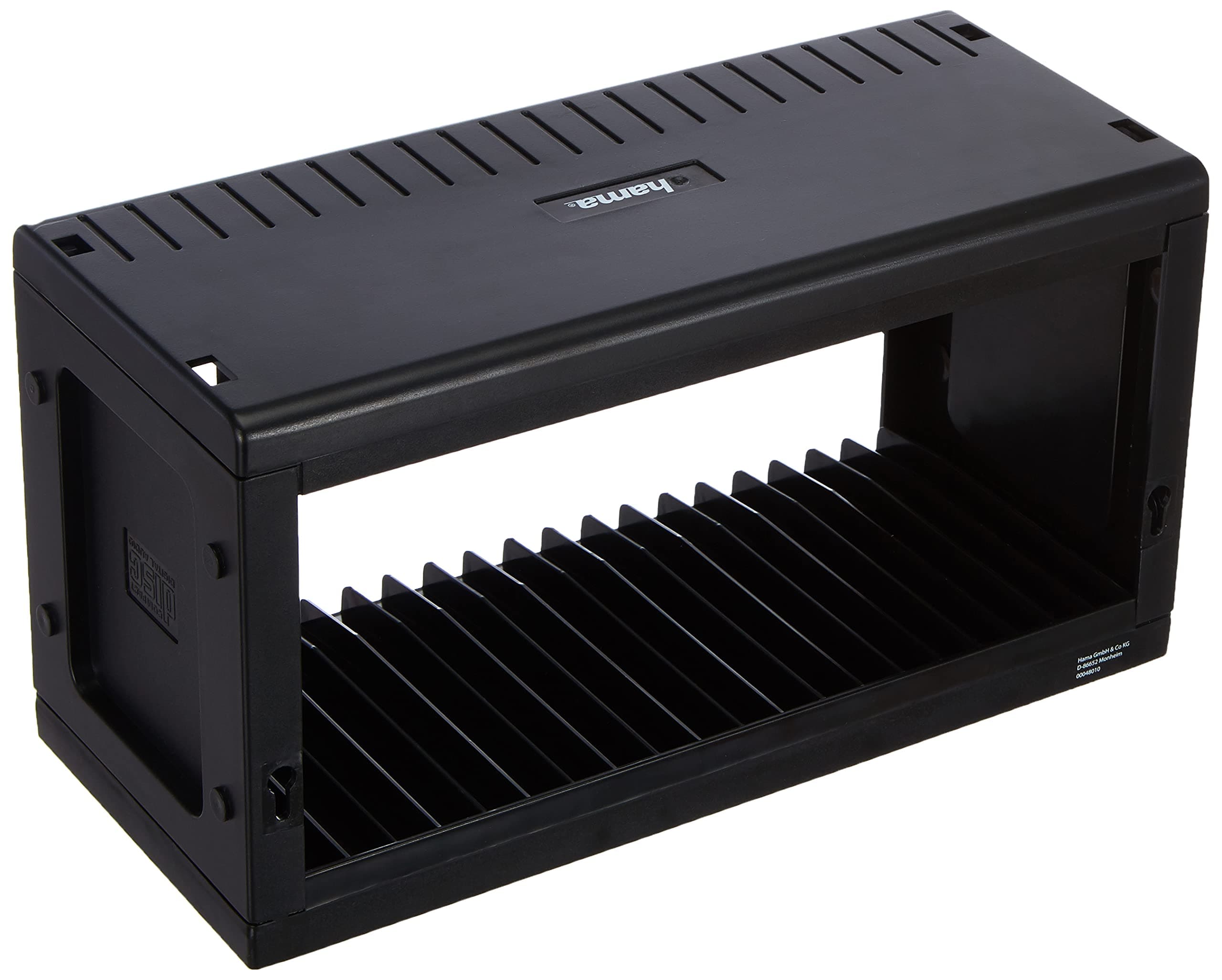 Hama CD Rack for 20 CDs | CD Storage for Hanging or Standing, Space-Saving, Small CD Stand, for The Office or Any Room | Black