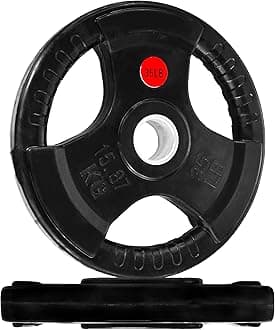 Fitvids Olympic 2-Inch Cast Iron Plate Weight Plate for Strength Training and Weightlifting, Rubber Coate Style, 35LB Pair