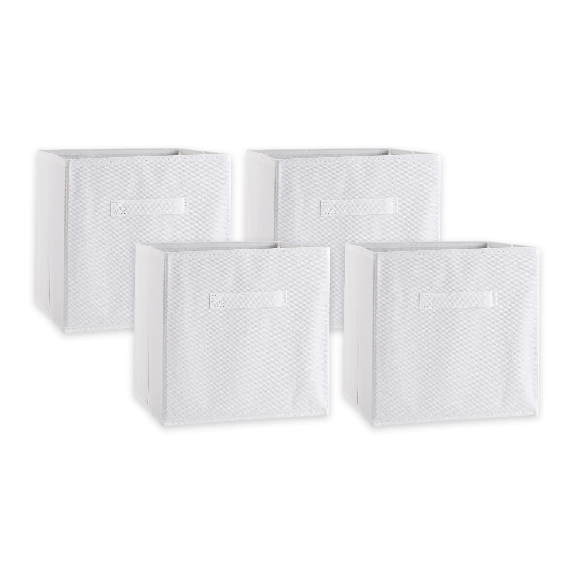DII Non Woven Fabric Storage Bin Collection Collapsible Organizer Cube, Large Set, 11x11x11, White, 4 Count