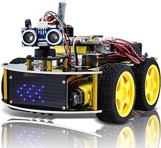 KEYESTUDIO Smart Car Robot,4WD Programmable DIY Starter Kit for Arduino for Uno R3,Electronics Programming Project/STEM Educational/Science Coding Kit for Teens Adults,15+