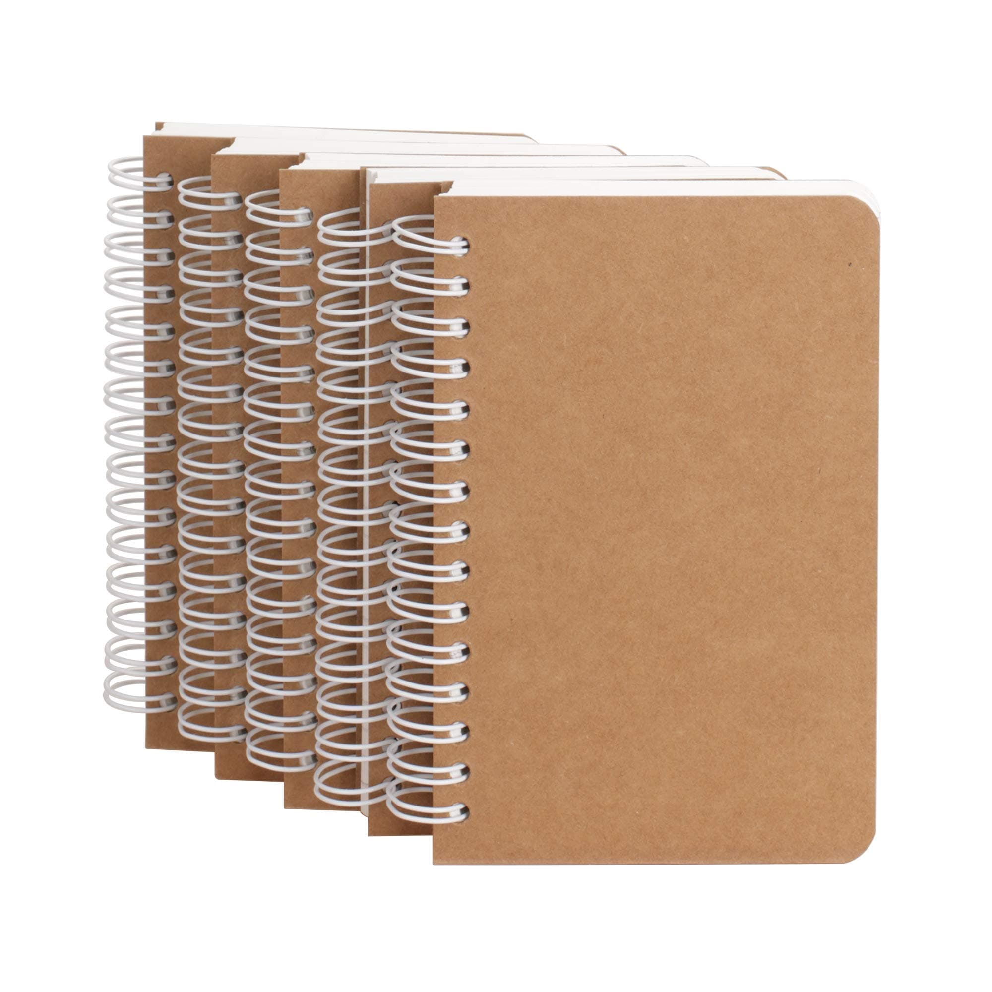 TWONE Spiral Notebook, 5 Pack Aesthetic Notebooks Spiral Journal Notepad Kraft Cover Lay Flat Sketchbook Journals for Writing Drawing Note Taking, 3.5”x5.5”, 180 Blank Pages, 90 Sheets