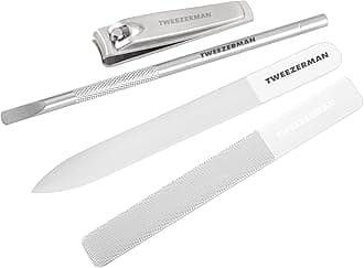 Tweezerman Glass Manicure Set Includes Nail Clipper, Cuticle Pusher, Glass Nail File, and Nail Buffer