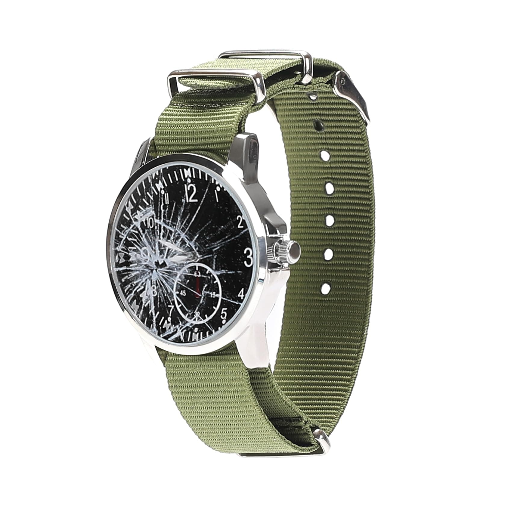 Joel's Broken Watch - Green Strap - Fully Working - with 3 Stickers to Create The Fake Broken Look - Perfect for Cosplay