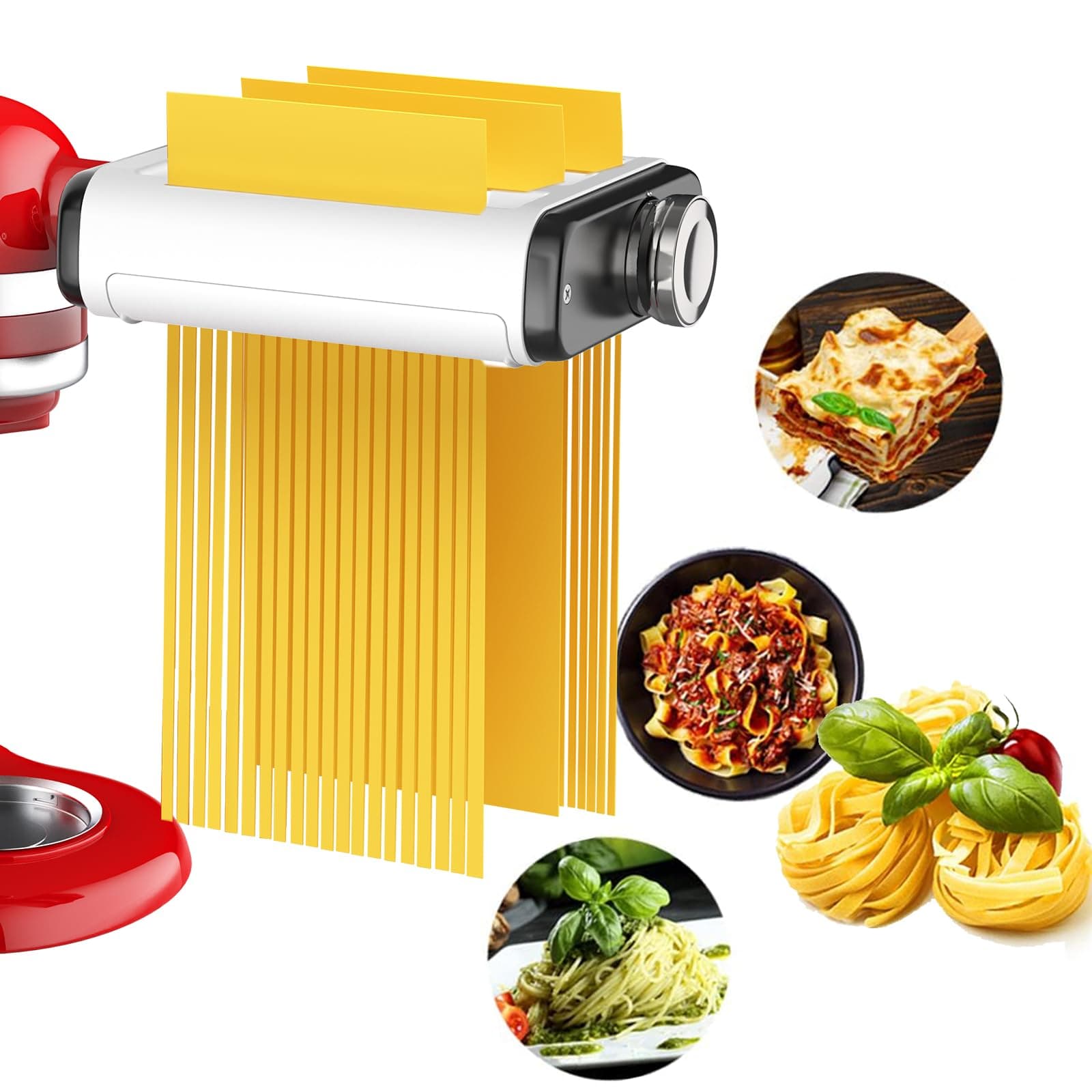 Pasta Maker Attachment for All Kitchenaid Mixers Noodle Maker Kitchen Aid Mixer Accessories 3 in 1 Dough Roller Spaghetti Fettuccine Cutter - Homemade Fresh Pasta Easy!
