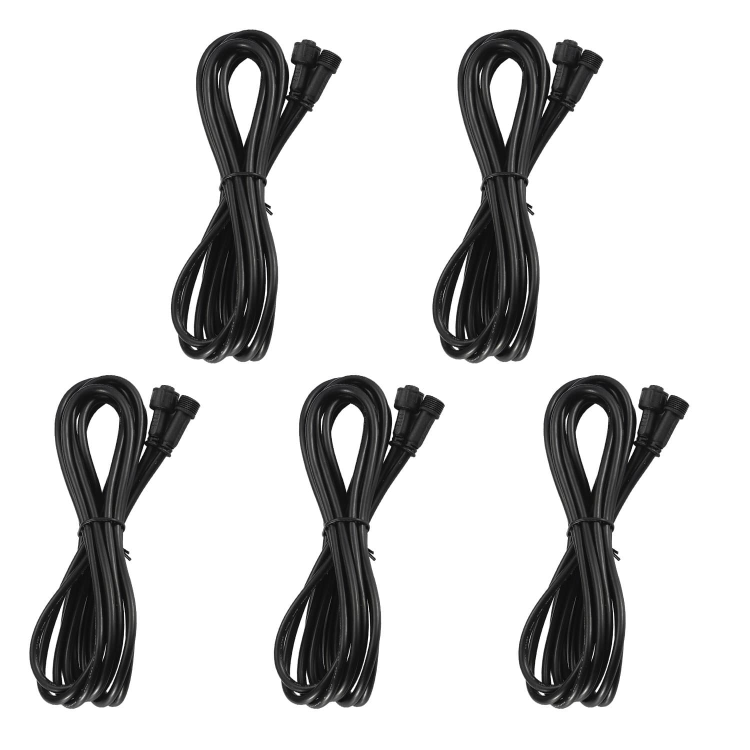 QACA 5X 2m 2 Pin Led Extension Cable IP67 Waterproof Garden Wire with Male and Female Connectors for Floor recessed Spotlight Black LED recessed Lights