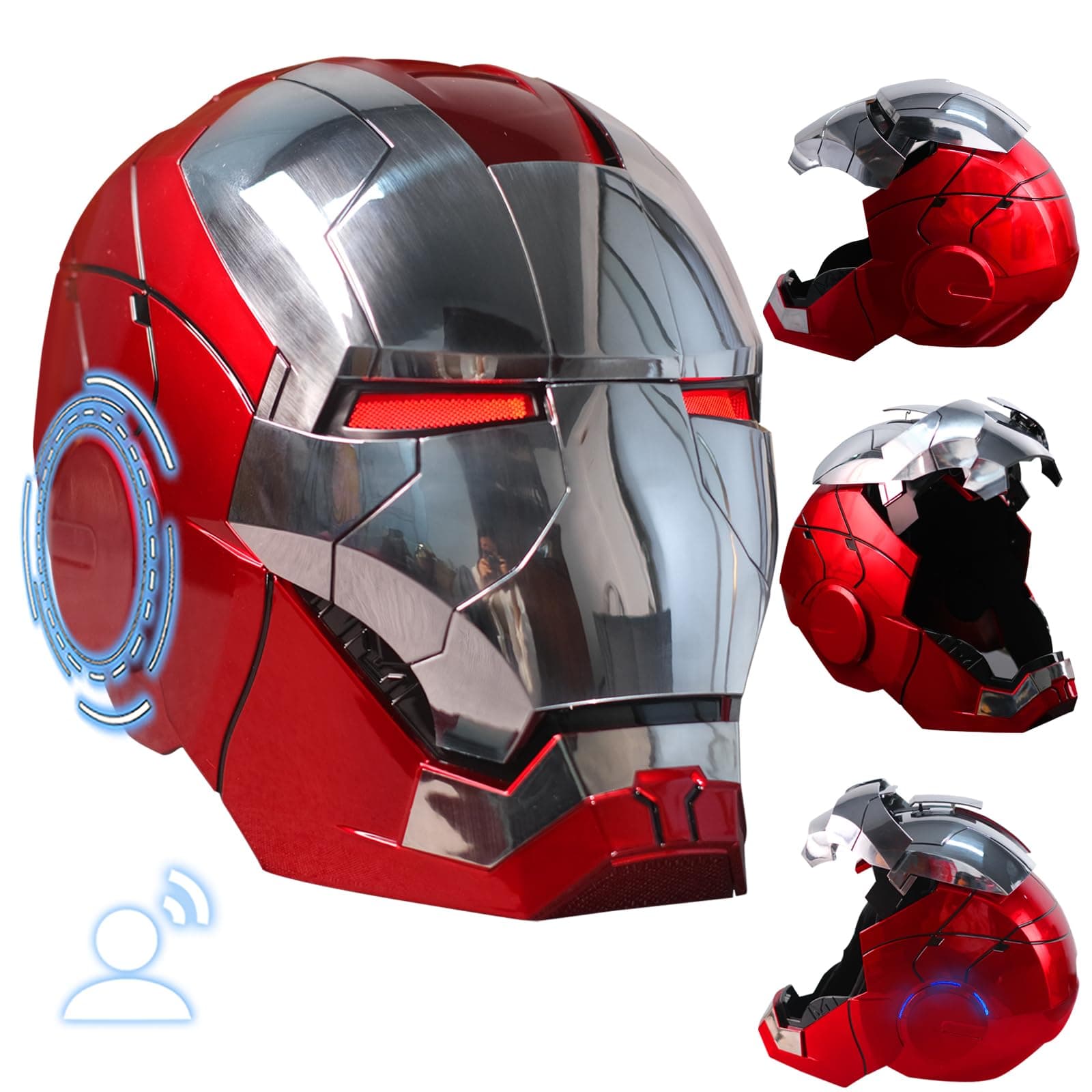 Helmet Electronic Mark 5 Voice Control/Sensing Open/Close Suitcase Armor Helmet With Sounds & LED Eyes Light Up Wearable Super Hero Movie 1:1 Model Prop For Christmas Halloween