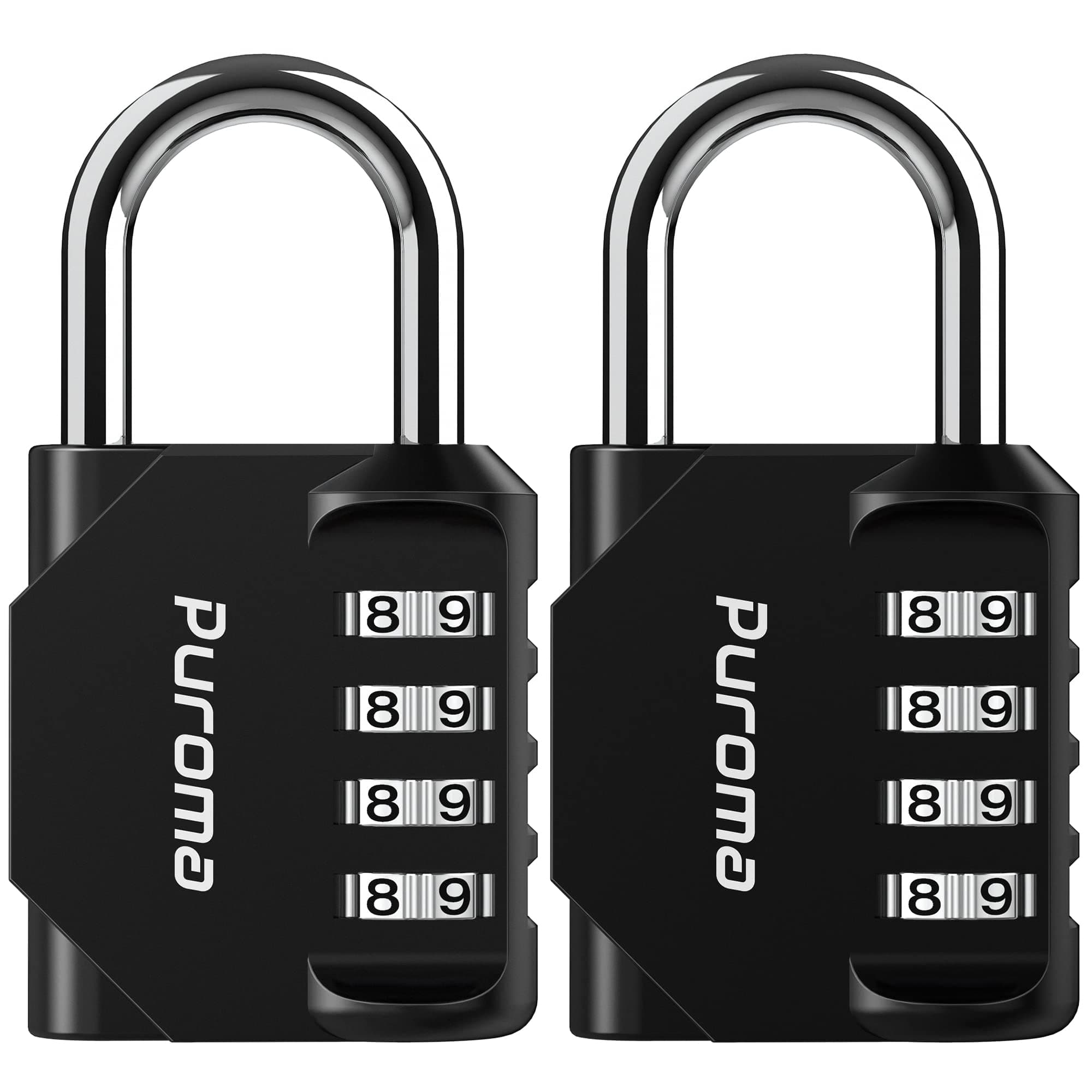 Puroma TH002 2 Pack Combination Lock 4 Digit Padlock for School Gym, Sports Locker, Fence, Toolbox, Case, Hasp Storage (Black & Code Window), S
