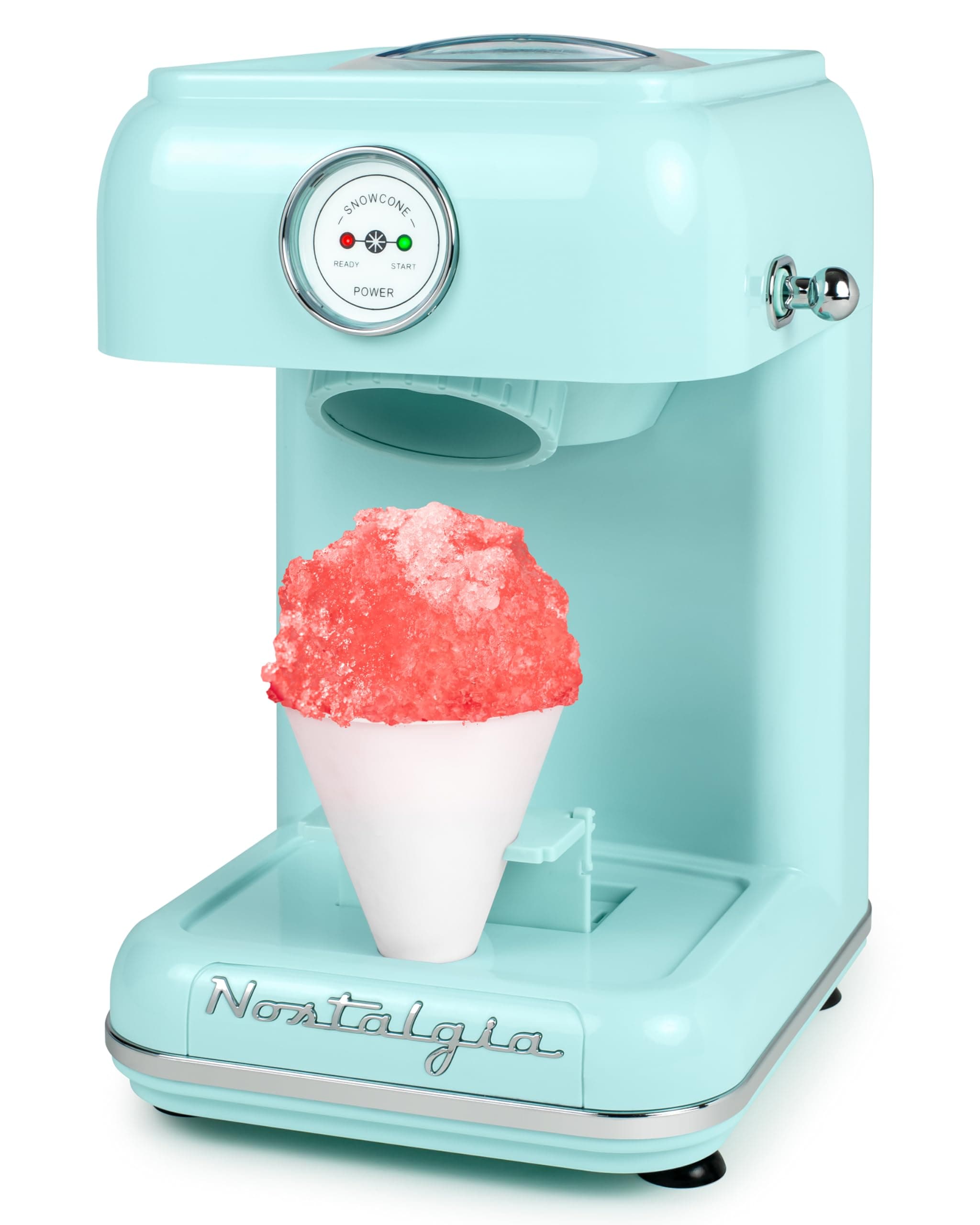 Nostalgia Snow Cone Shaved Ice Machine - Retro Table-Top Slushie Machine - Includes 1 Reusable Plastic Cup - Aqua