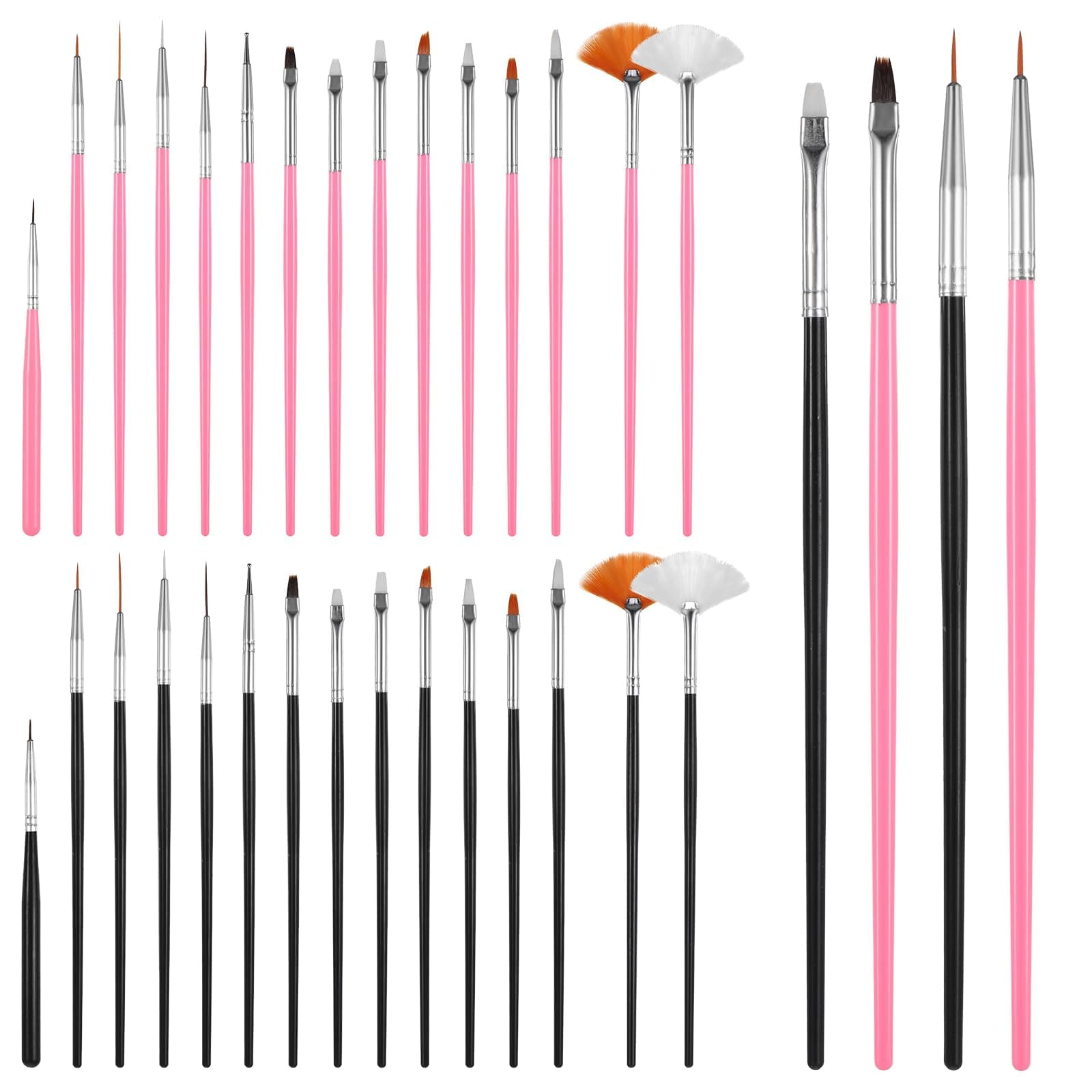 30 PCS Cake Decorating Brushes, Cookie Paint Brushes Food Safe Paint Brushs Kit Cookie Decorating Brush Food Paints Fondant Brush DIY Tool Set Icing Pastry Brushs for Painting Baking, Black and Pink