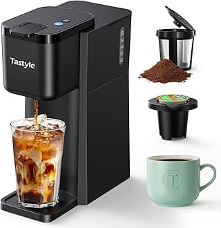 Single Serve Hot and Iced Coffee Maker, Single Cup Coffee Maker for K Cup and Ground, Beer Sizes 6-14 oz with Recipe Book, for Home, Travel, RV, Office and Dorm,