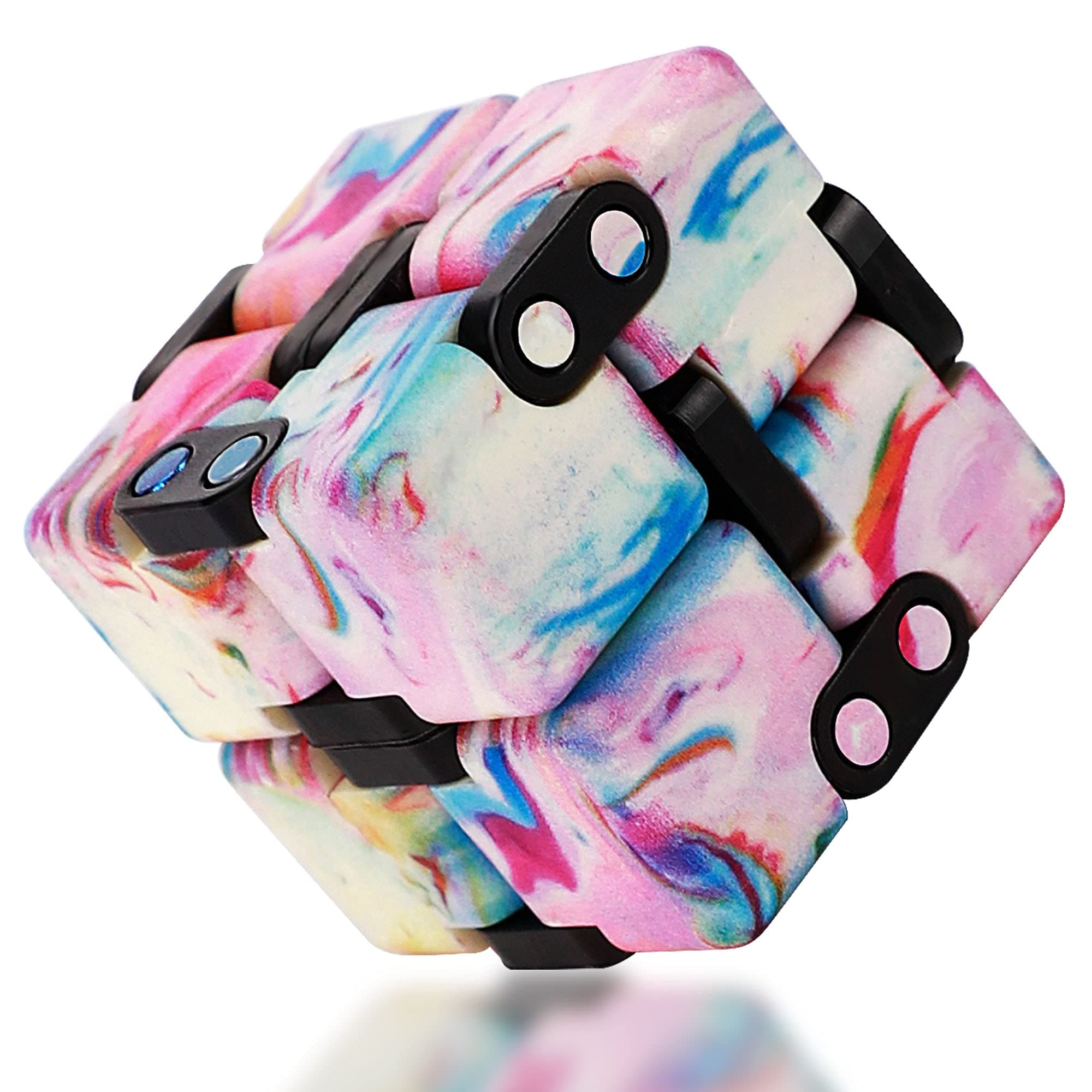 INFINITY CUBE Toy 2022 New Mini Hand Held Fidget Stress Anxiety Relief Galaxy Pink for Adults Kids ADD ADHD Good Gift Killing Time and Fun Magic