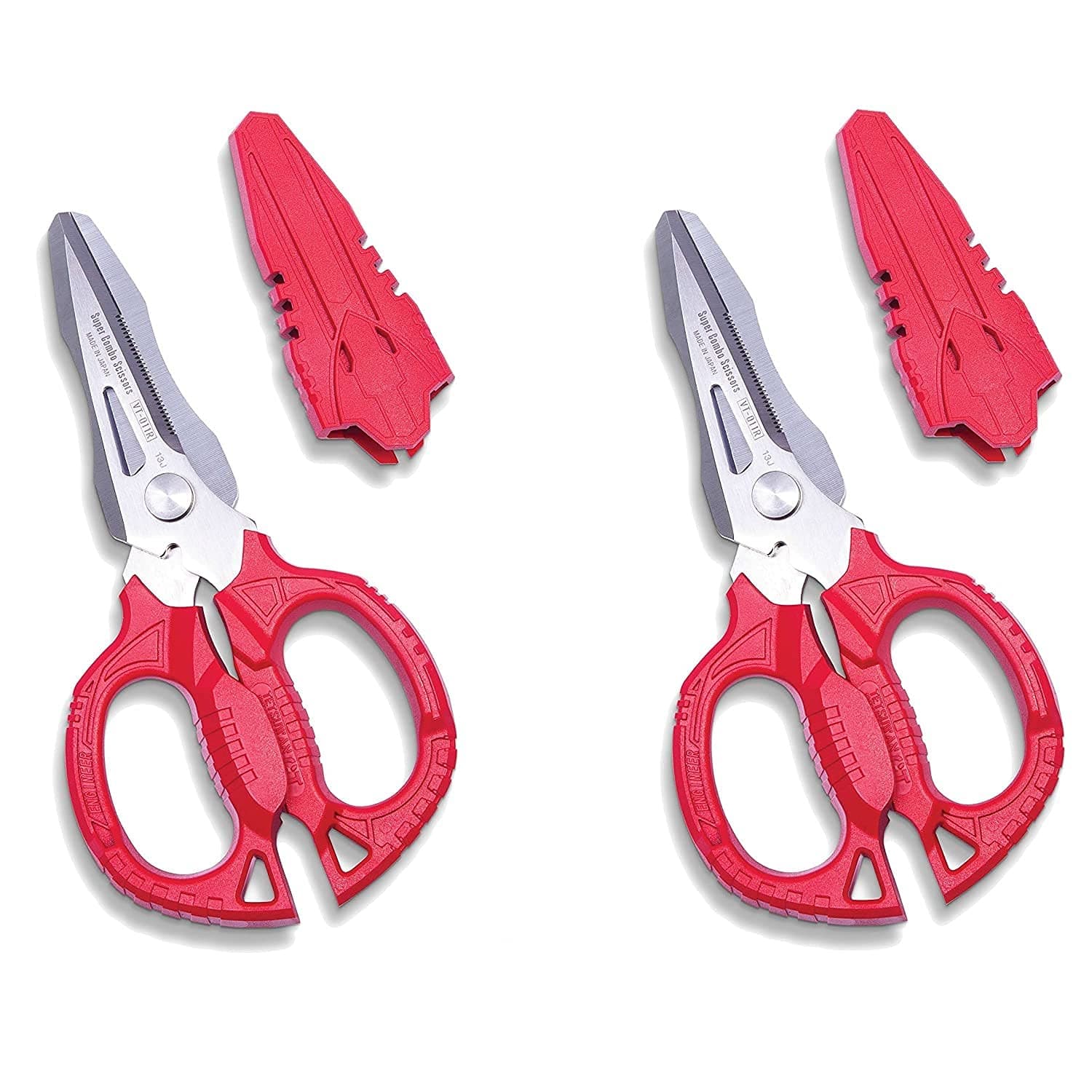 VAMPLIERS vSHEARS: 6.3" Super Combo Scissors (2-Pack), 4-in-1 Multipurpose Blade Combination, Premium Stainless Steel Body. Cuts Carpet, Leather, Rope, Copper Wire & more. Made in Japan: VT-011x2