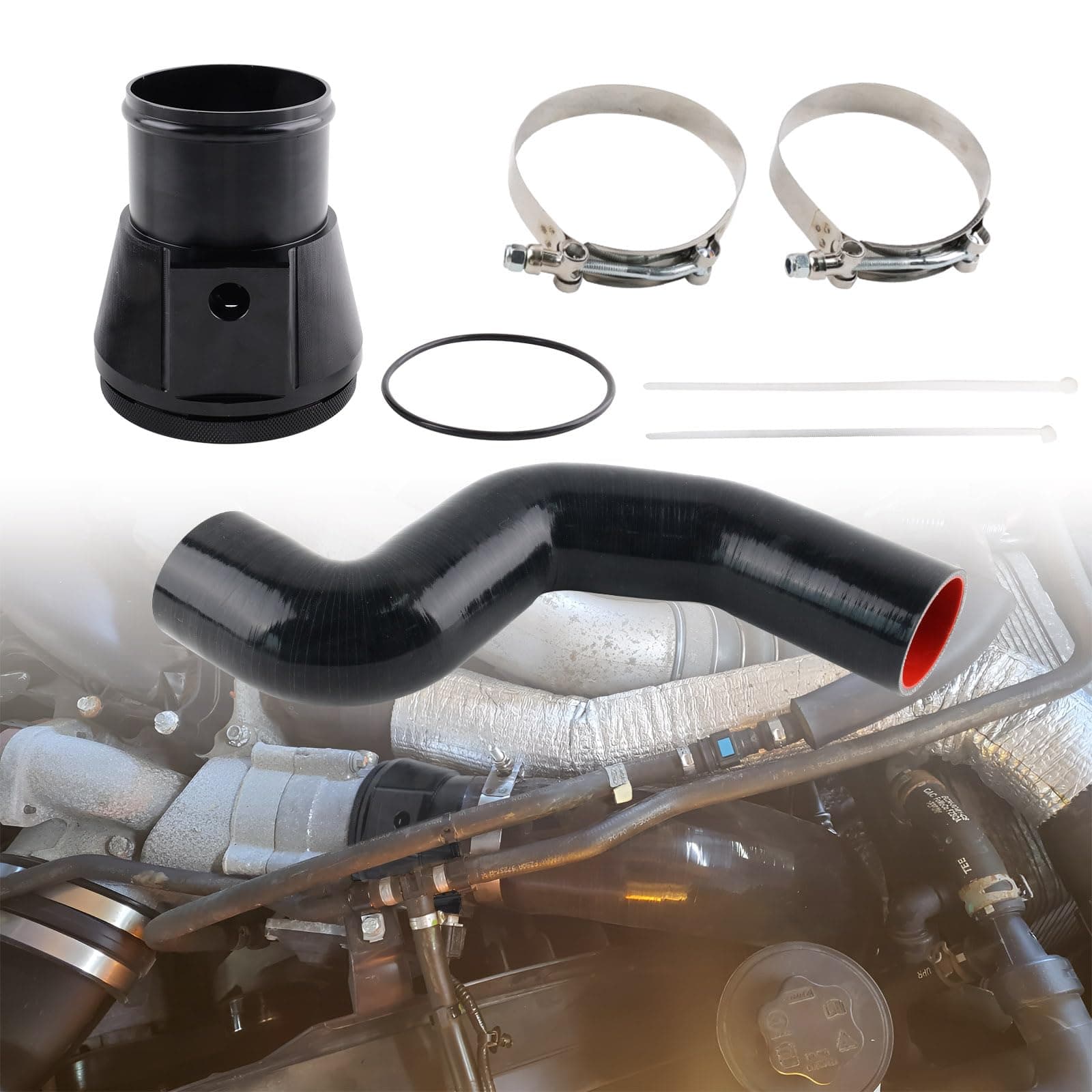 VVORHSBELLCold Side Intercooler Pipe Upgrade Kit For 11-16 Ford 6.7L Ford F250 F350 F450 (Black)