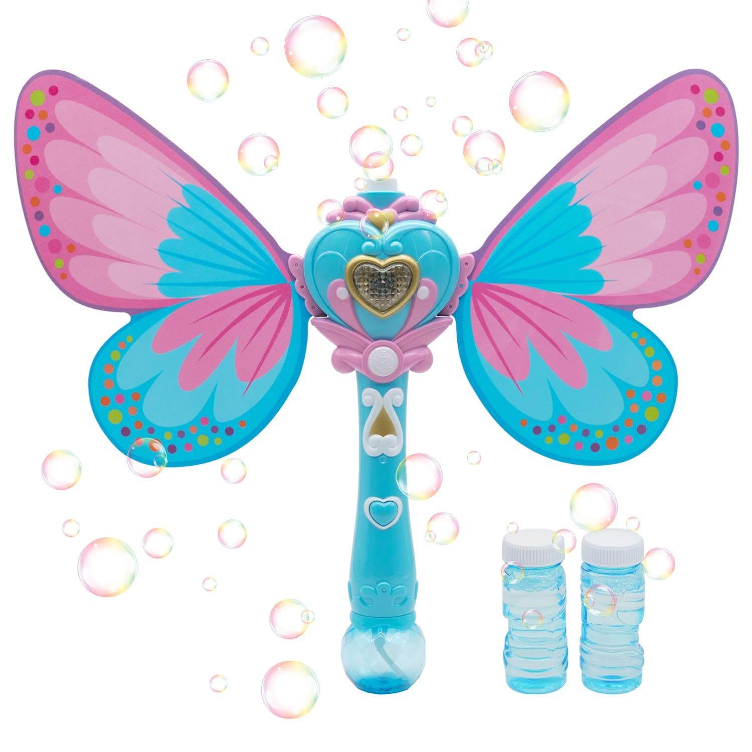 Magic Bubble Wand Bubble Blower – Blue Crefun SB9821 Musical Light Up Bubble Blaster Safe Durable Simple Handheld Bubble Machine Bubble Toys for Girls Party Favors Birthday Including 2 Bubble Solution