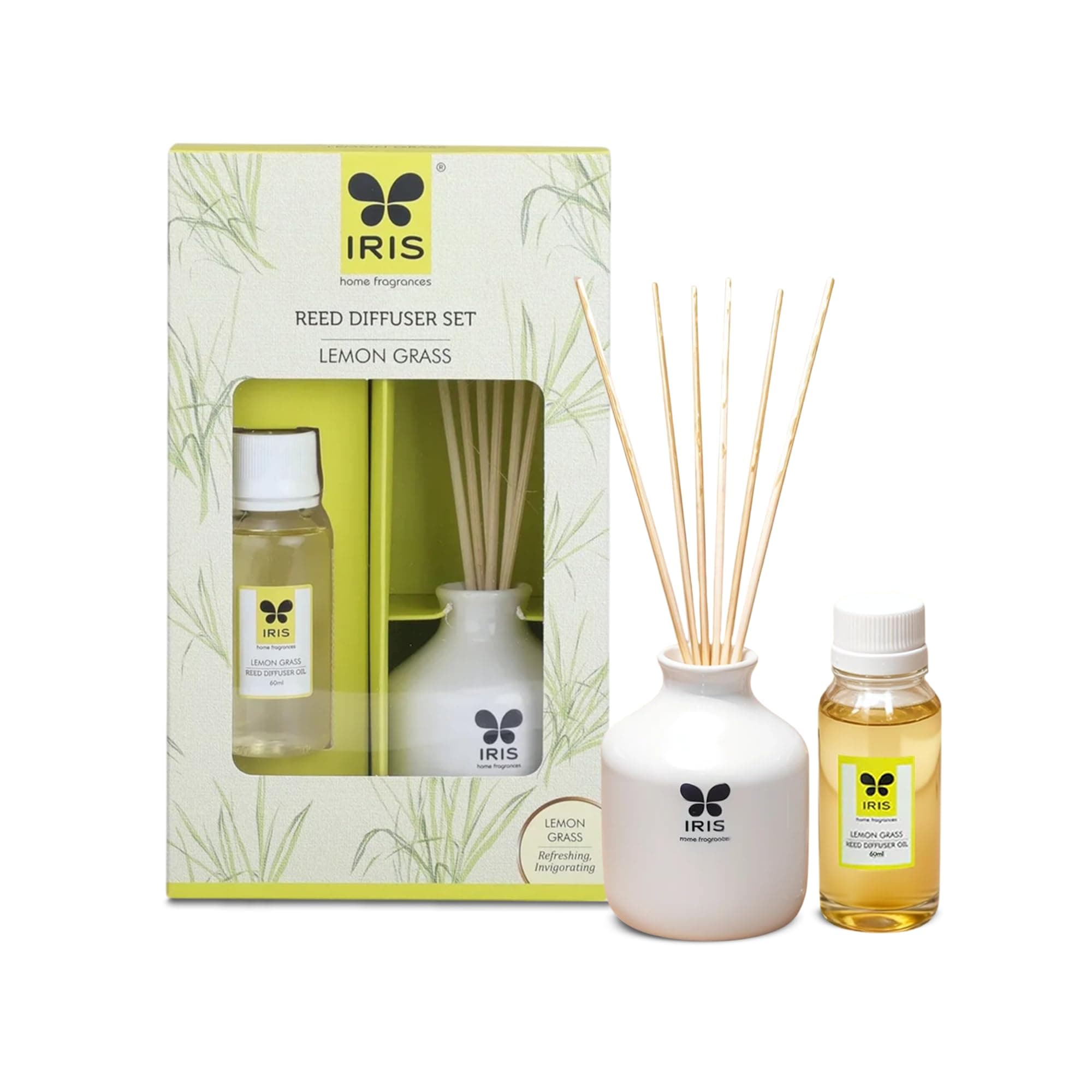 Iris Reed Diffuser With Ceramic Pot - Lemon Grass Home Fragrances IRRD0101LG
