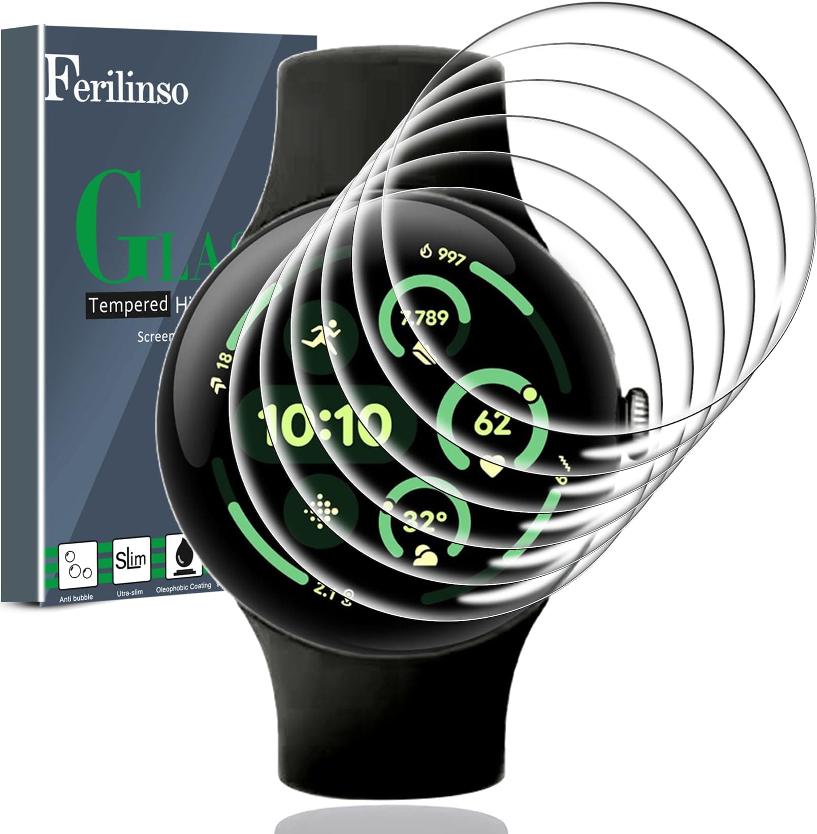 Ferilinso 6 Pack for Google Pixel Watch 4/3 Screen Protector 45mm, HD Clear Cover Soft Film Protective, [Case Band Friendly] [Flexible TPU Not Glass][Non-Bubbles]