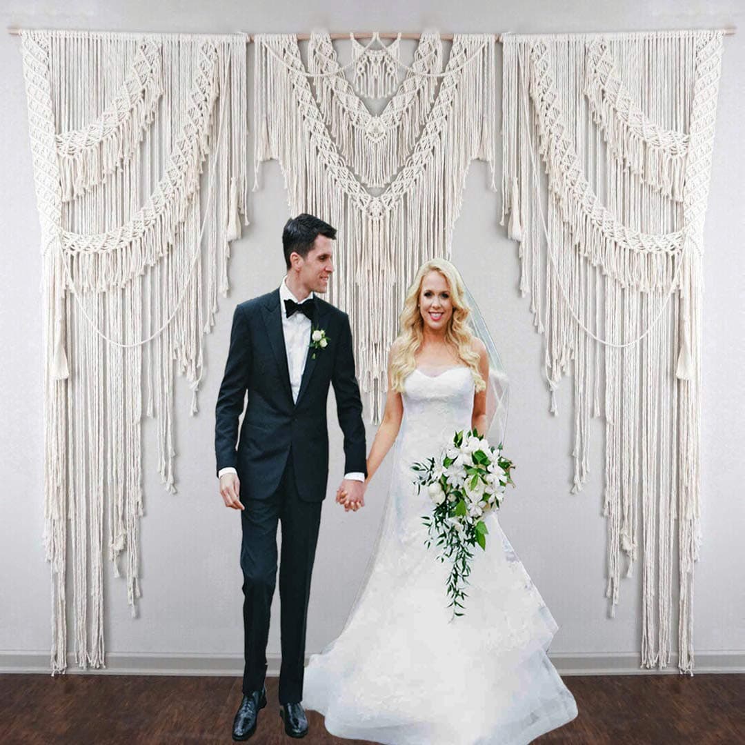American Knit 2022!! Bohemian Macrame Wedding Backdrop Decor Boho Chic Macrame Wall Hanging Style Macrame Tapestry Macrame Curtain & Macrame Arch 80" W x 85" L