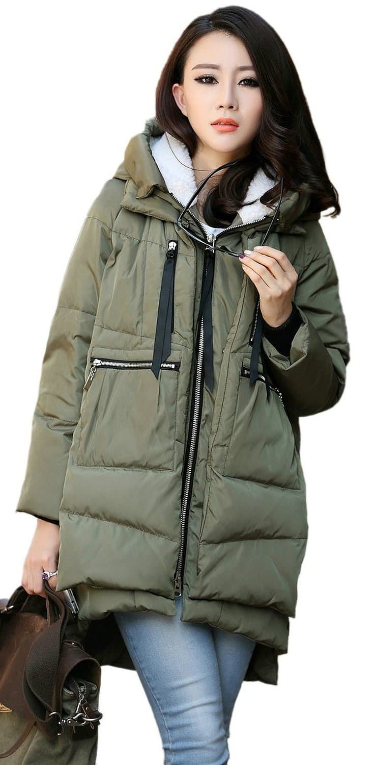 Yemi Women's Thickened Loose Down Jacket (L, Green)