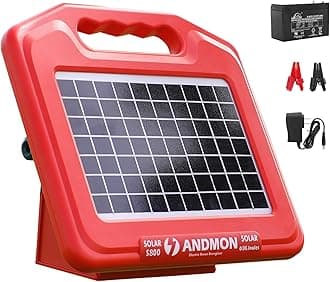 50 Miles Solar Electric Fence Charger, 0.95 Joule High-Power Solar Fence Charger for Livestock, Horses, and Wildlife Control, Solar Electric Fence with Easy Installation