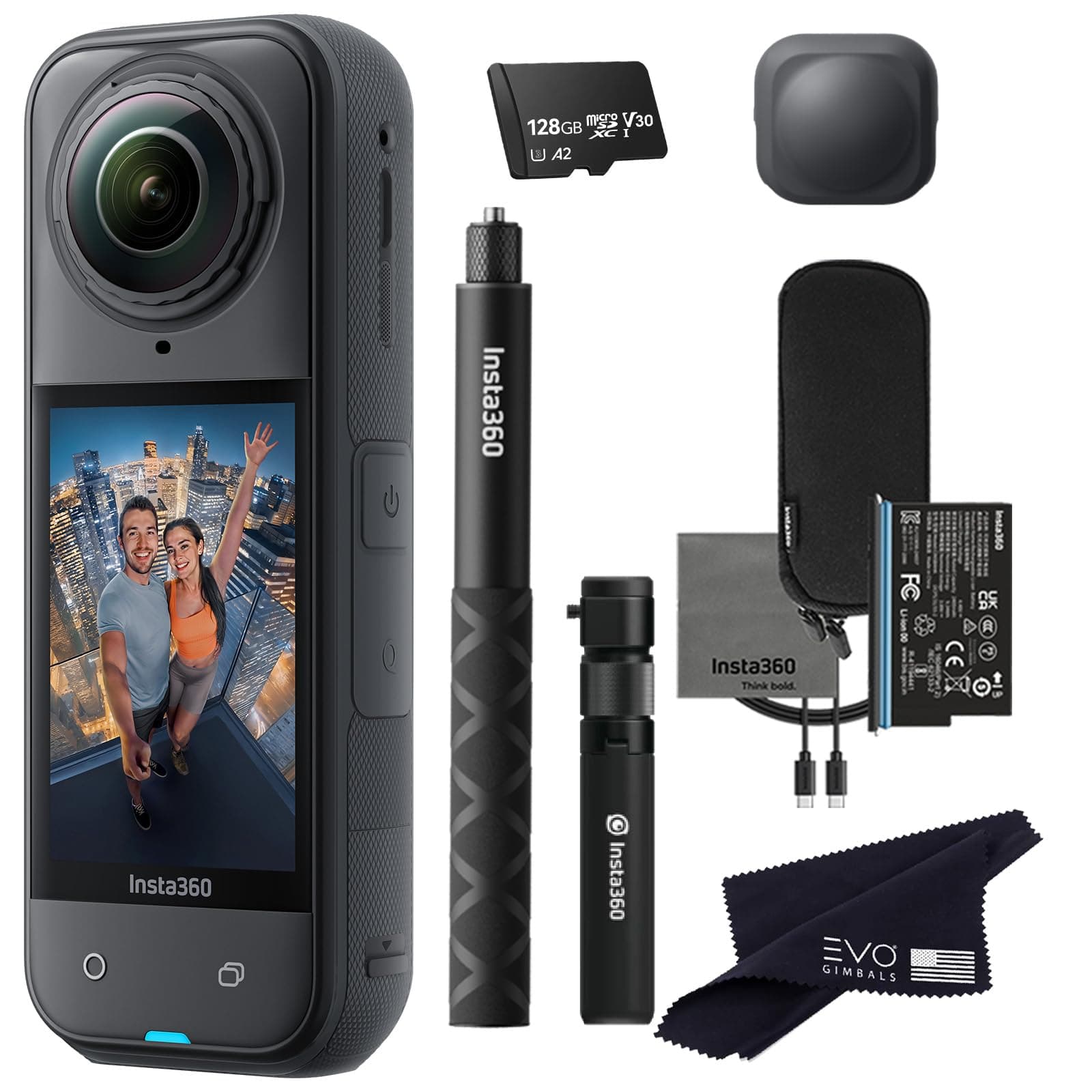 Insta360 X5 Bullet Time Bundle-8K Waterproof 360 Action Camera with 1/1.28" 48MP Sensors, 8K 360 HDR Video, 72MP 360 Photo, 4K Single-Lens |Bundle Includes Bullet Time, Lens Cap (128GB)
