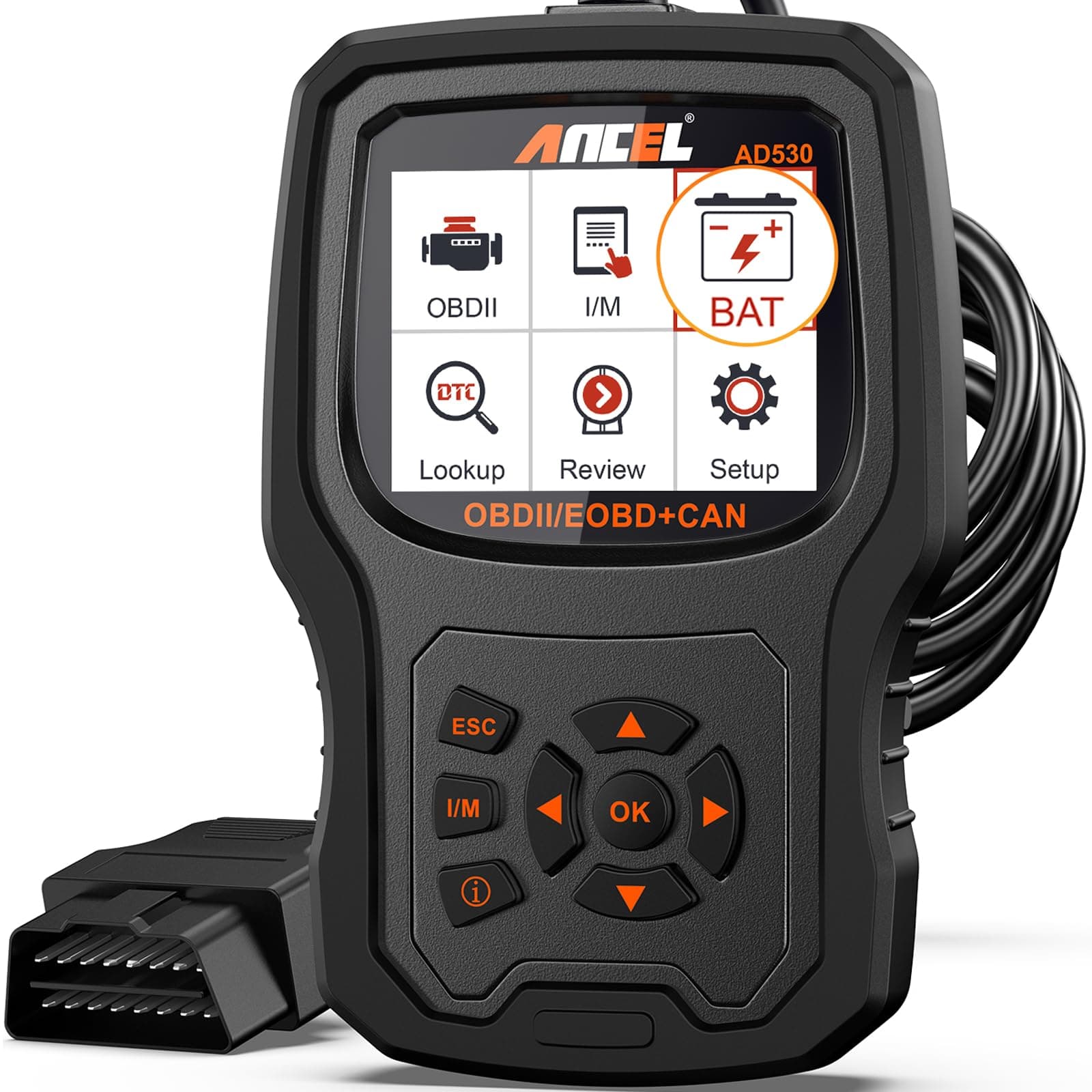 AD530 OBD2 Scanner-Upgraded AD310, Car Code Reader for Check Engine Light, Full OBDII Scan Tool for Read & Clear Fault Codes, Battery Test & Live Data, OBD II Diagnostic Scanner for 1996+ Cars