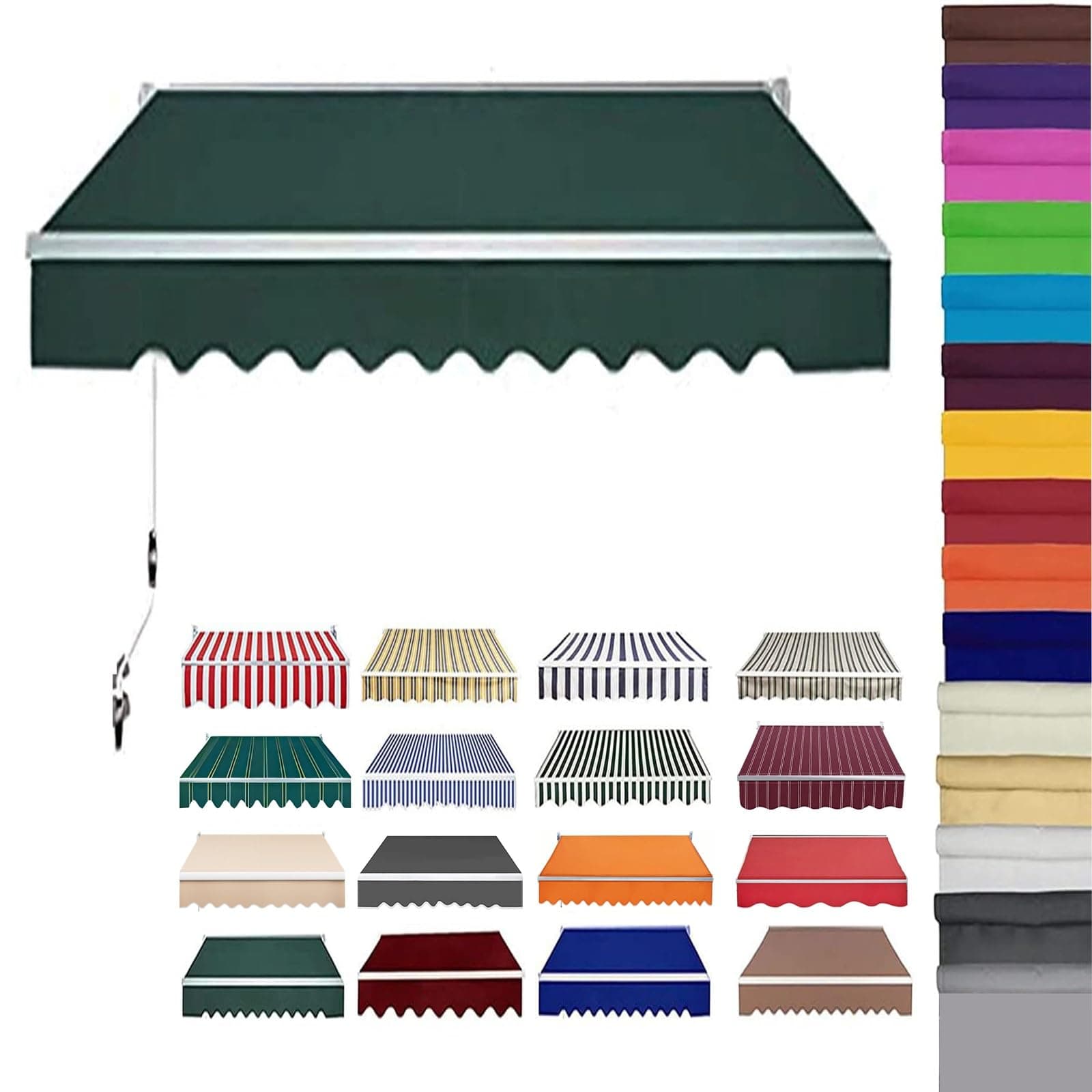 Retractable Patio Awning Replacement Fabric (Without Frame) Waterproof Shade Sun Shade Awning Cover Outdoor Patio Canopy Sunsetter Deck Awnings Polyester(C,(16x6.5ft) 5x2m)