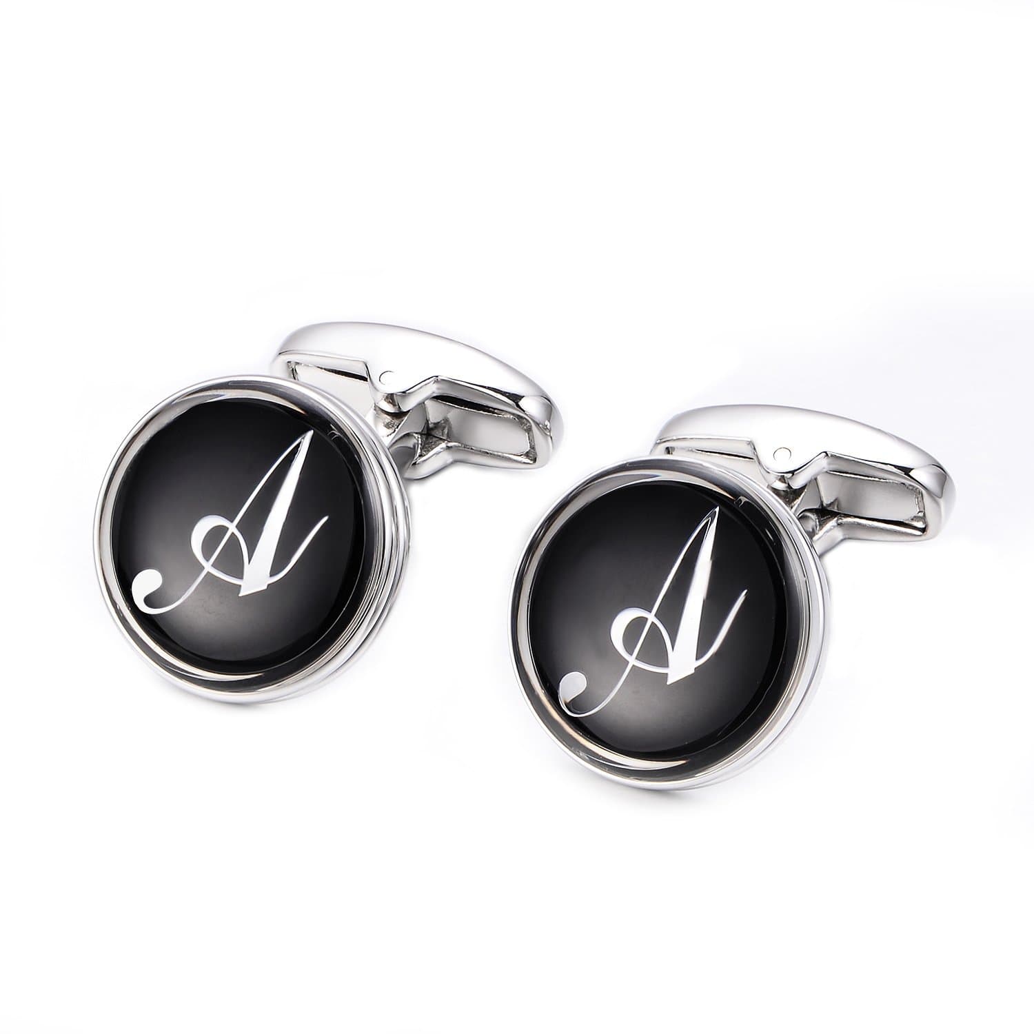 Black Letter Initial Cufflinks for Men